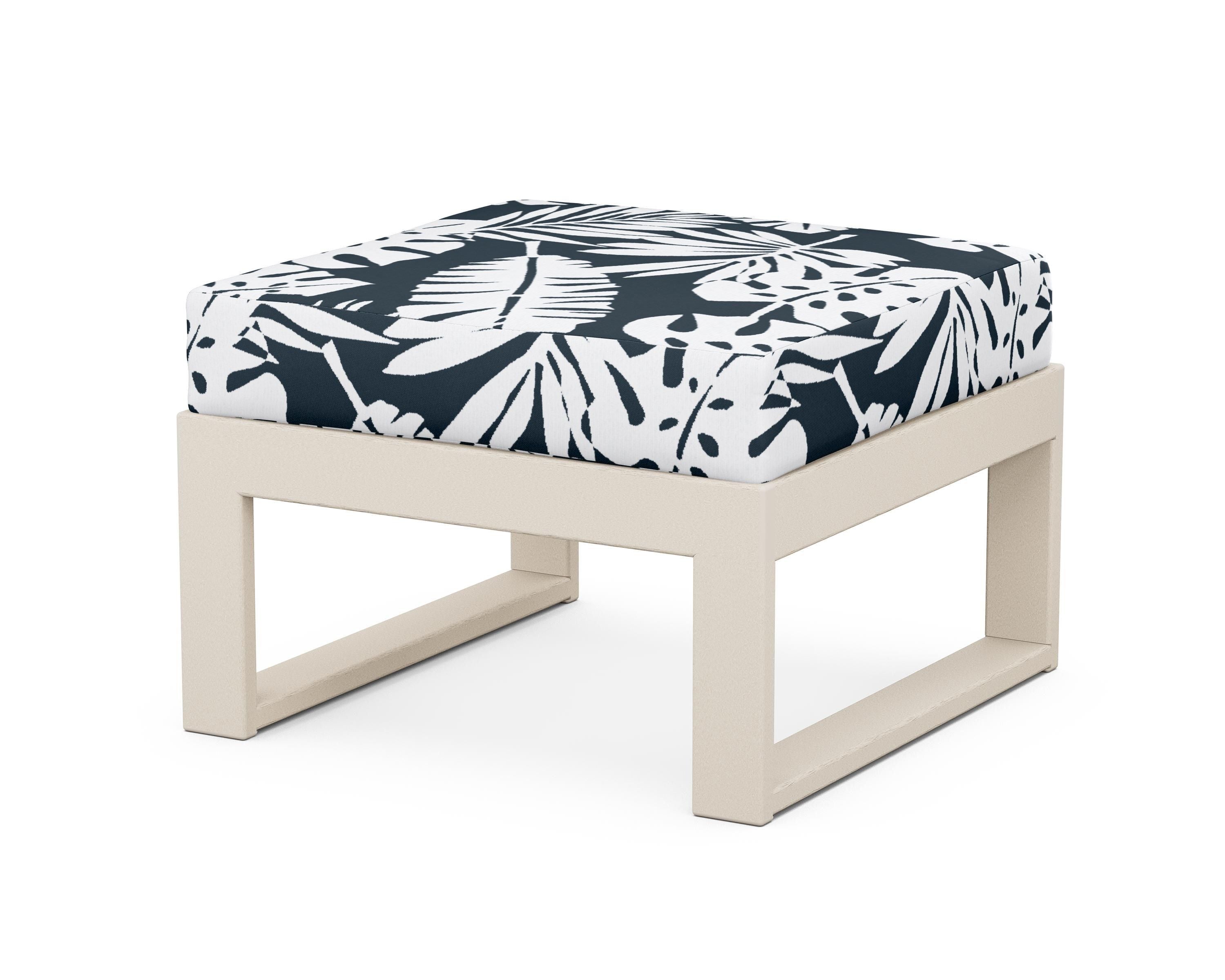 Unbranded Modular Ottoman - Modern in Sand / Leaf Marine Indigo