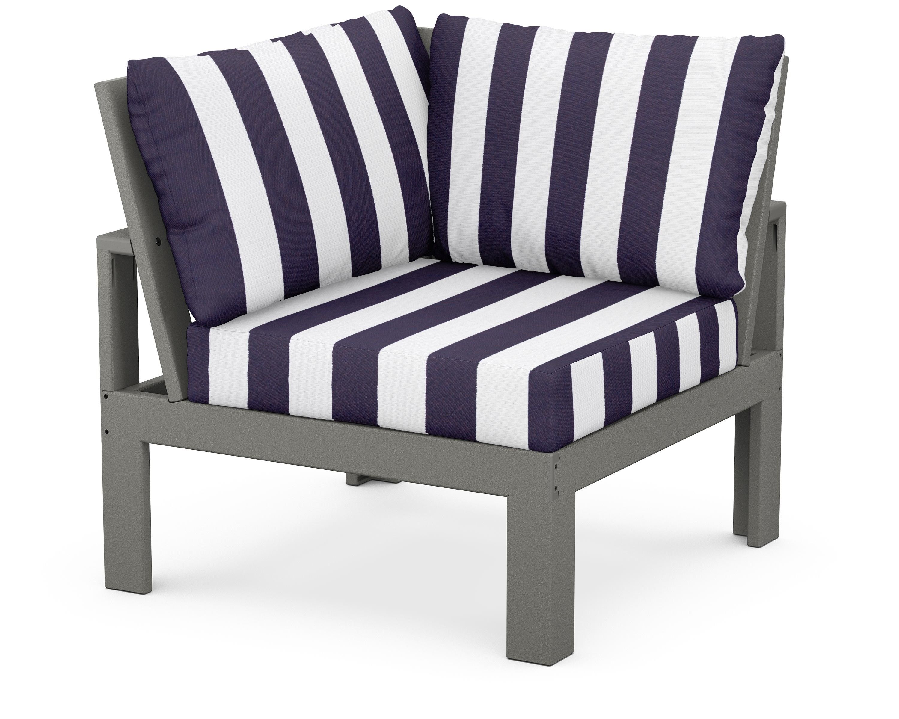 Unbranded Modular Corner Chair in Slate Grey / Cabana Stripe Navy