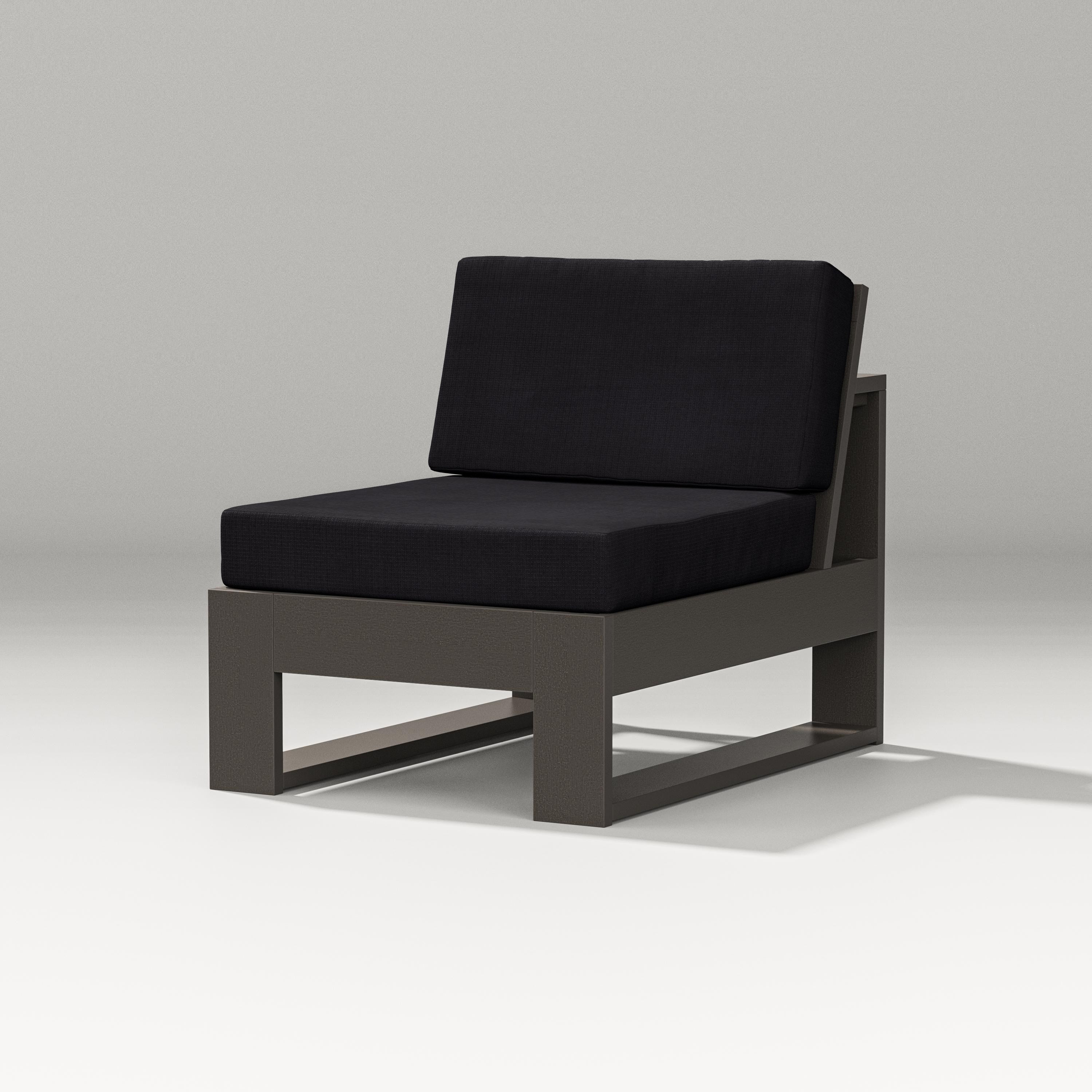 PW Designer Series Latitude Modular Armless Chair in Vintage Coffee / Midnight Linen
