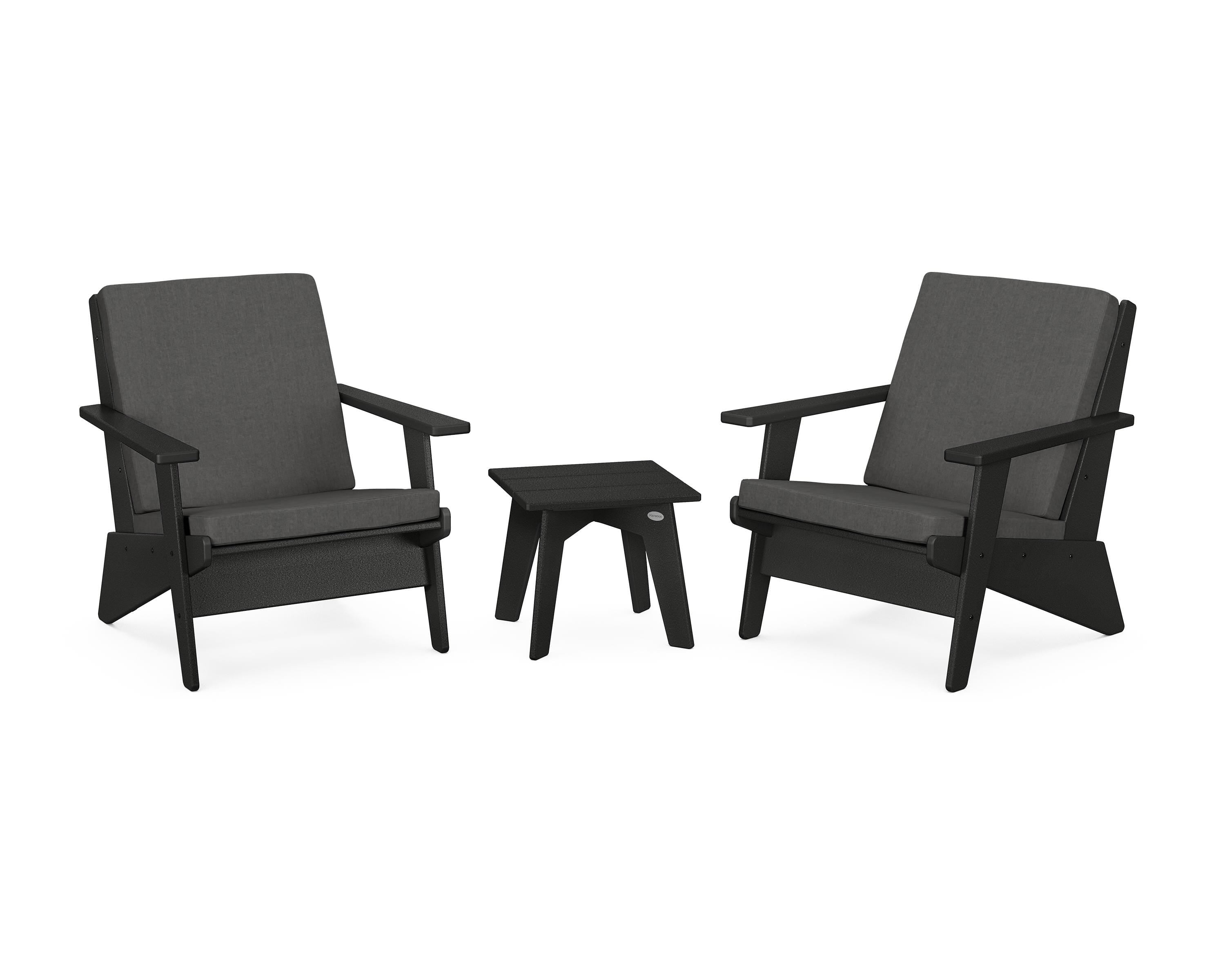POLYWOOD® Riviera Modern Lounge 3-Piece Set in Black / Spectrum Carbon