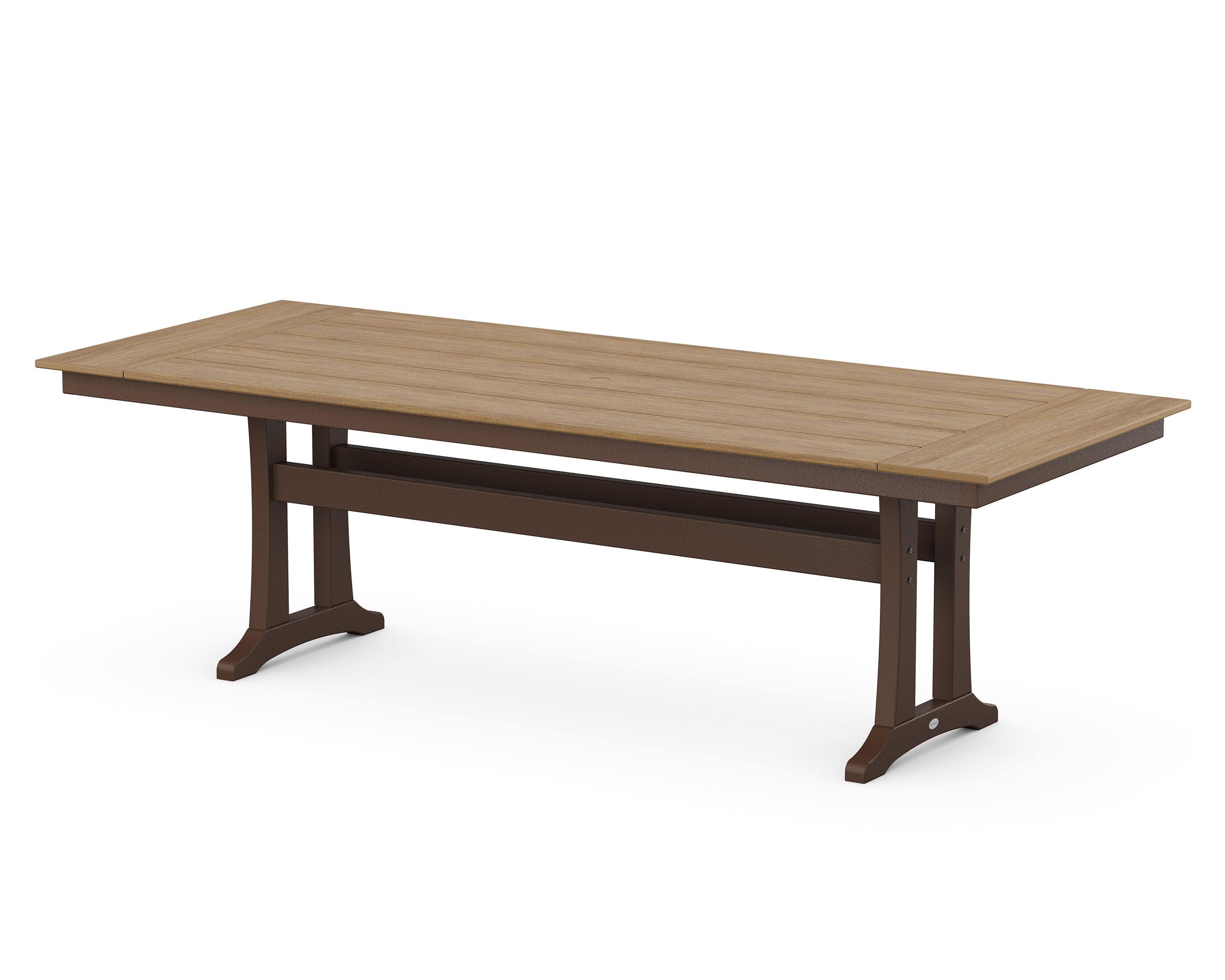POLYWOOD® Farmhouse Trestle 38" x 96" Dining Table in Mahogany / Natural