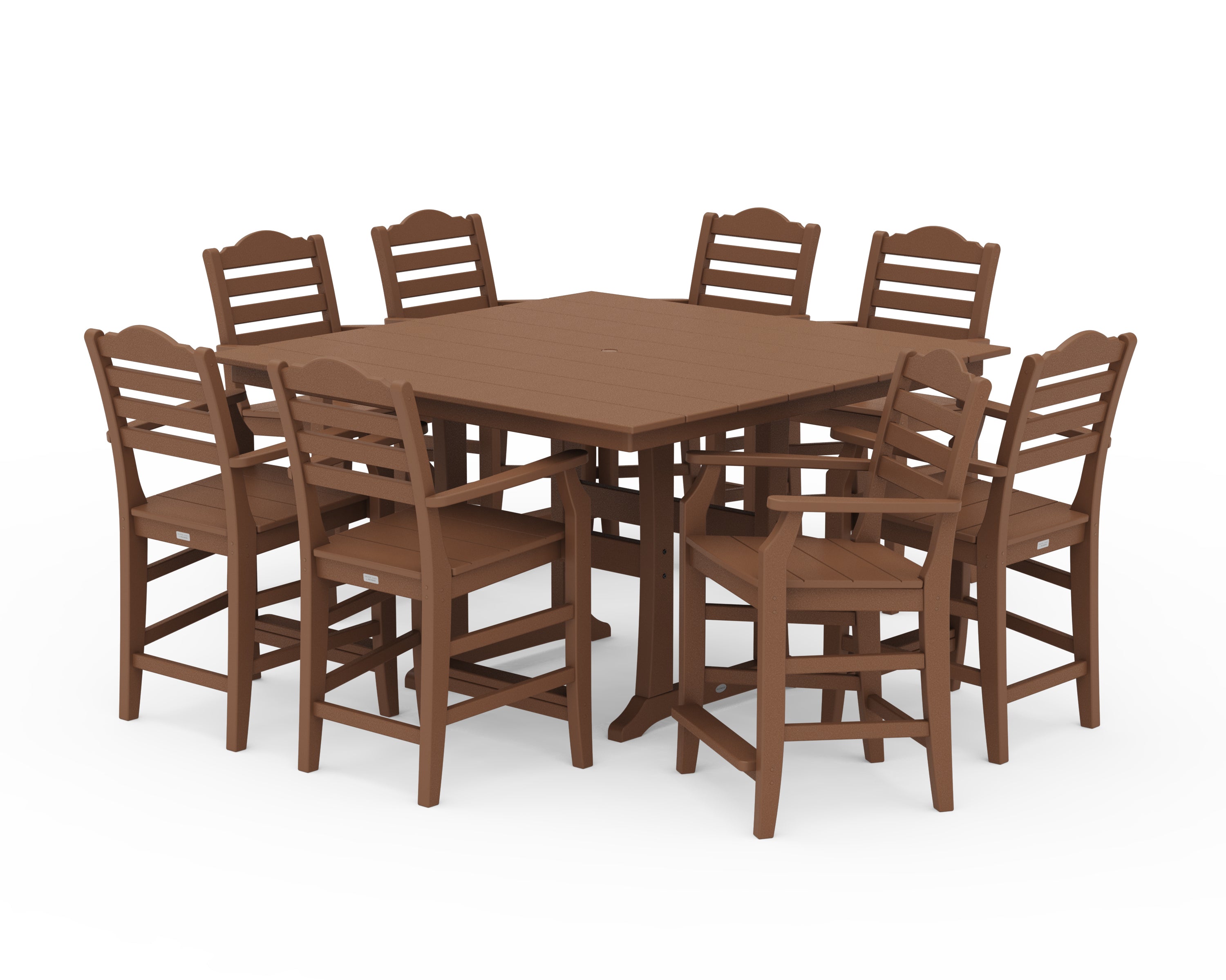 Draper James™ by POLYWOOD® Savannah 9-Piece Square Farmhouse Counter Set with Trestle Legs in Teak