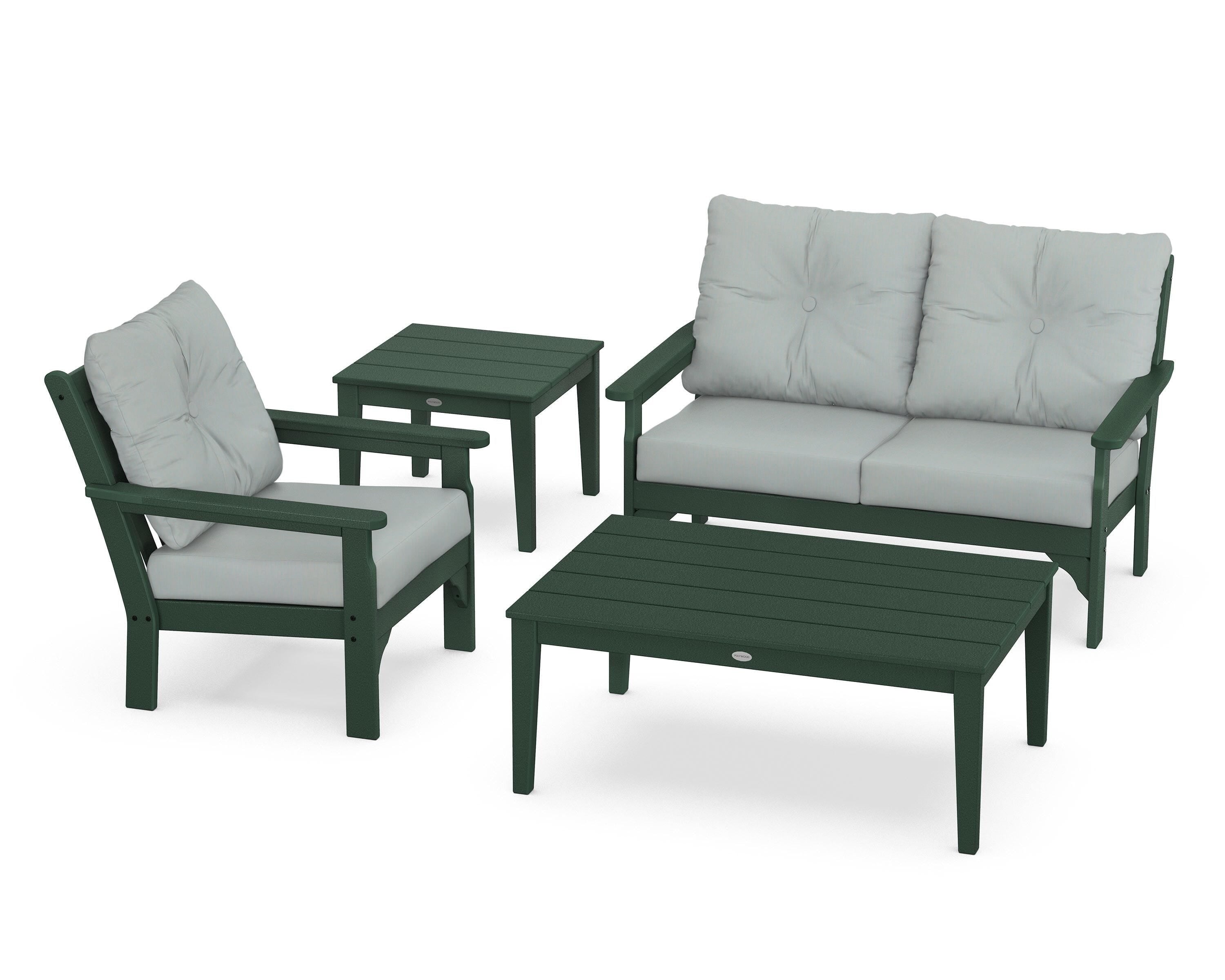 POLYWOOD® Vineyard 4-Piece Deep Seating Set in Green / Spa