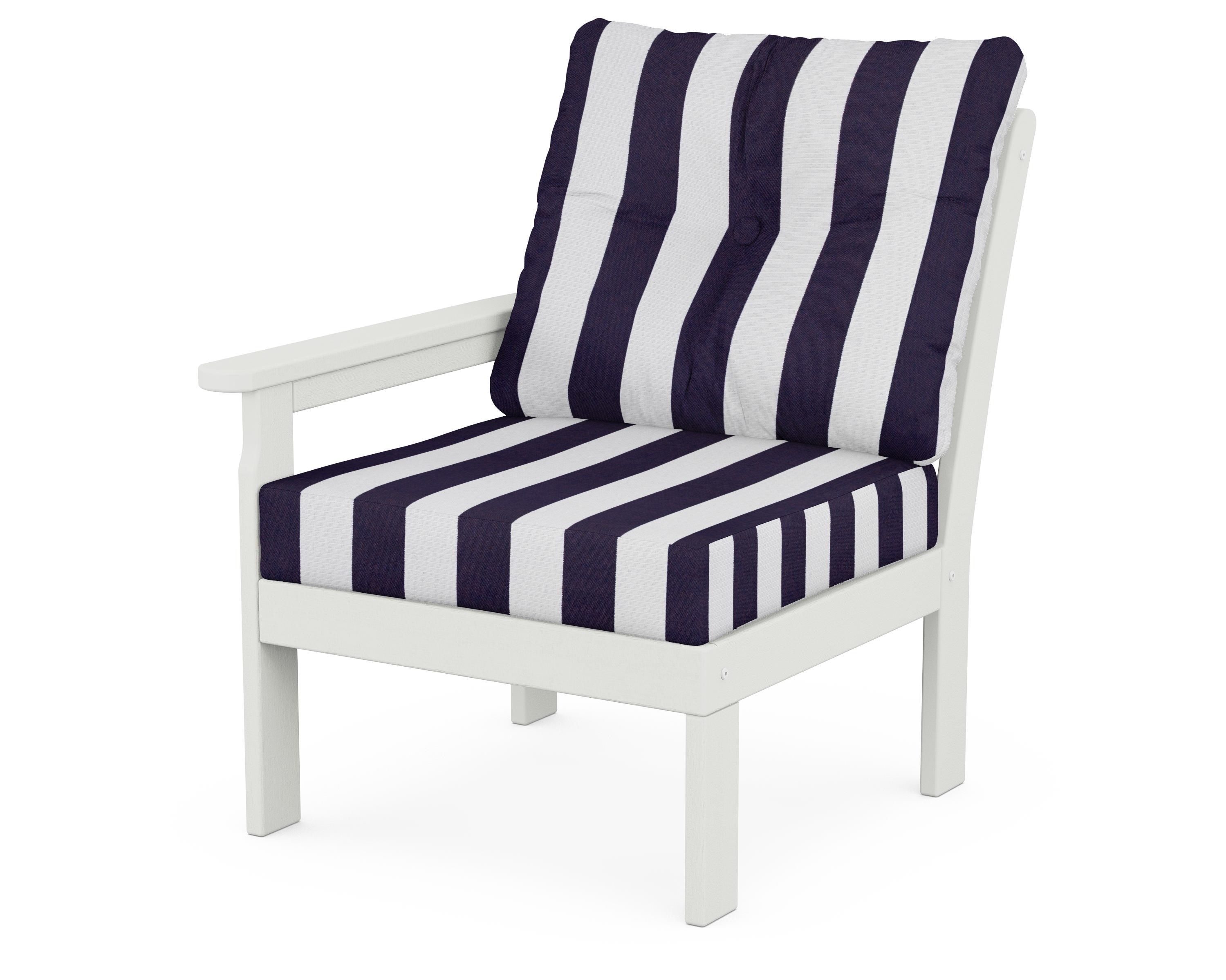POLYWOOD® Vineyard Modular Left Arm Chair in Vintage White / Cabana Stripe Navy