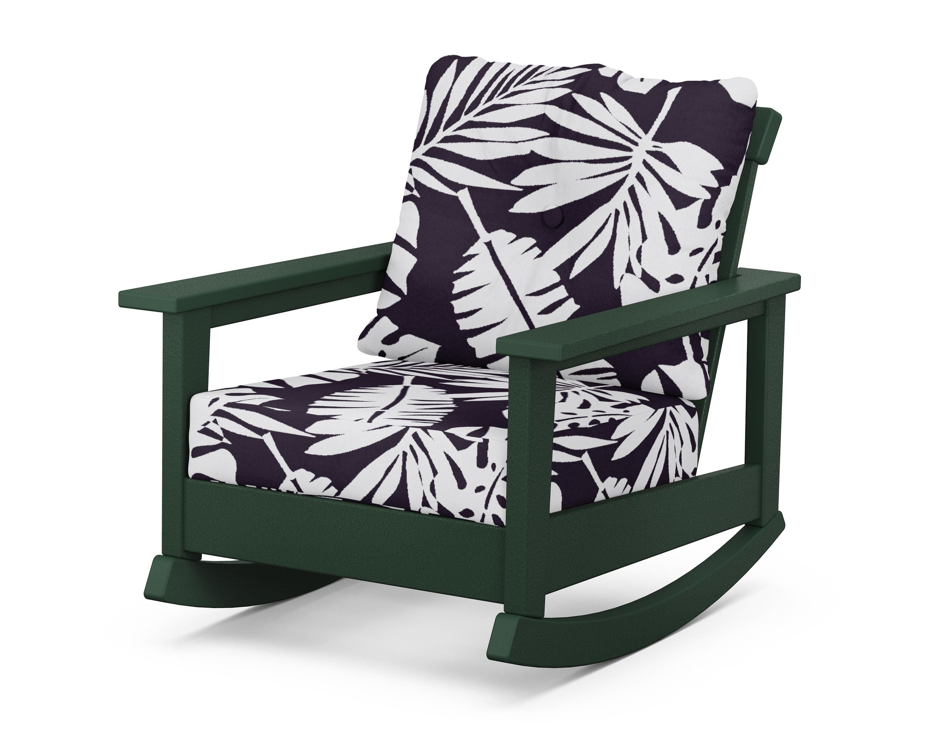 POLYWOOD® Prescott Deep Seating Rocking Chair in Green / Leaf Navy