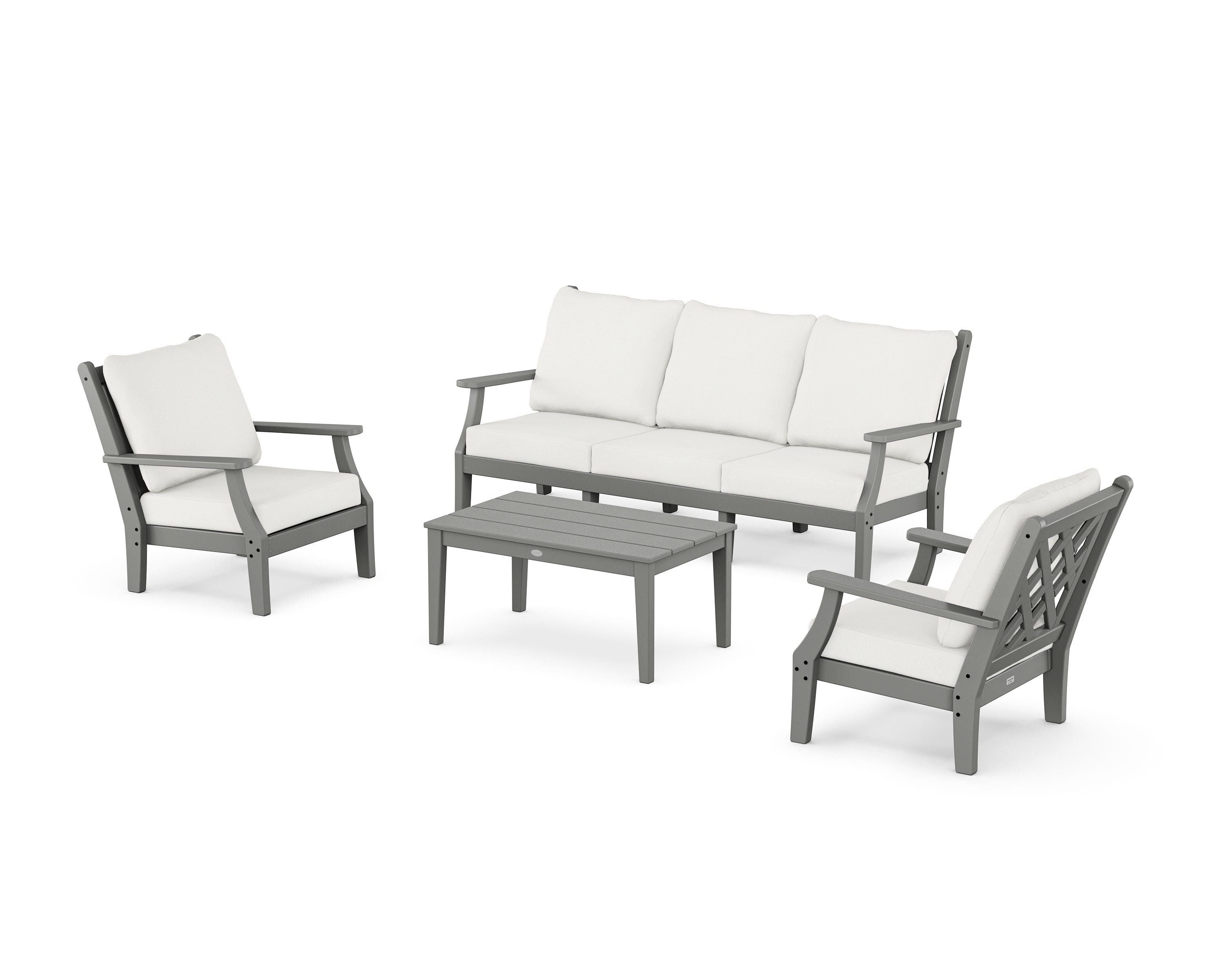 Country Living Wovendale 4-Piece Deep Seating Set with Sofa in Slate Grey / Natural Linen