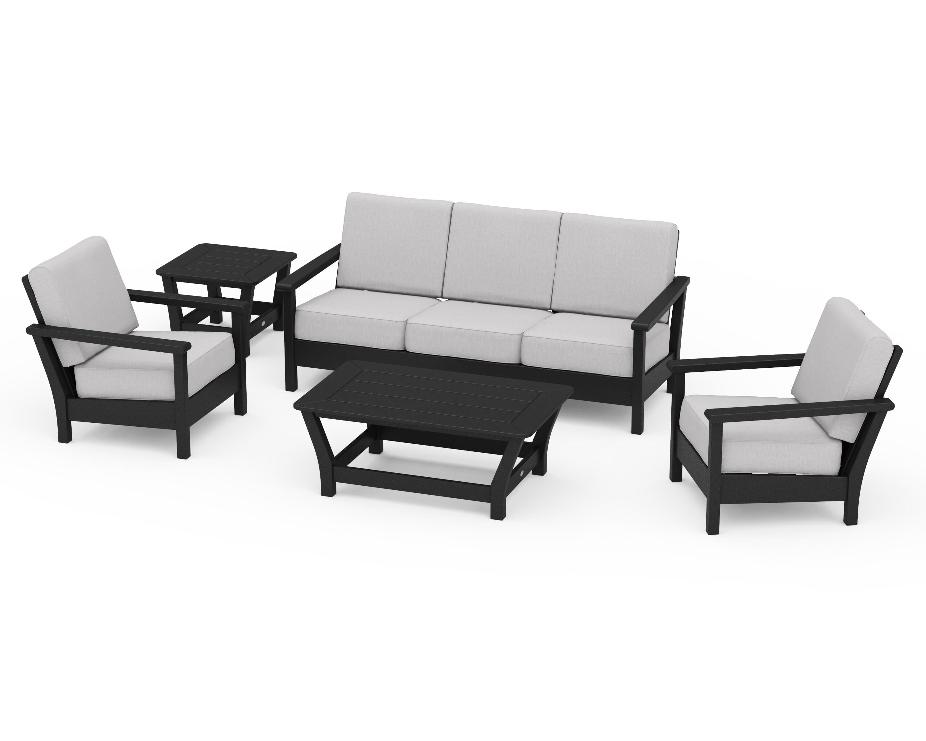 POLYWOOD® Harbour 5-Piece Deep Seating Set in Black / Granite