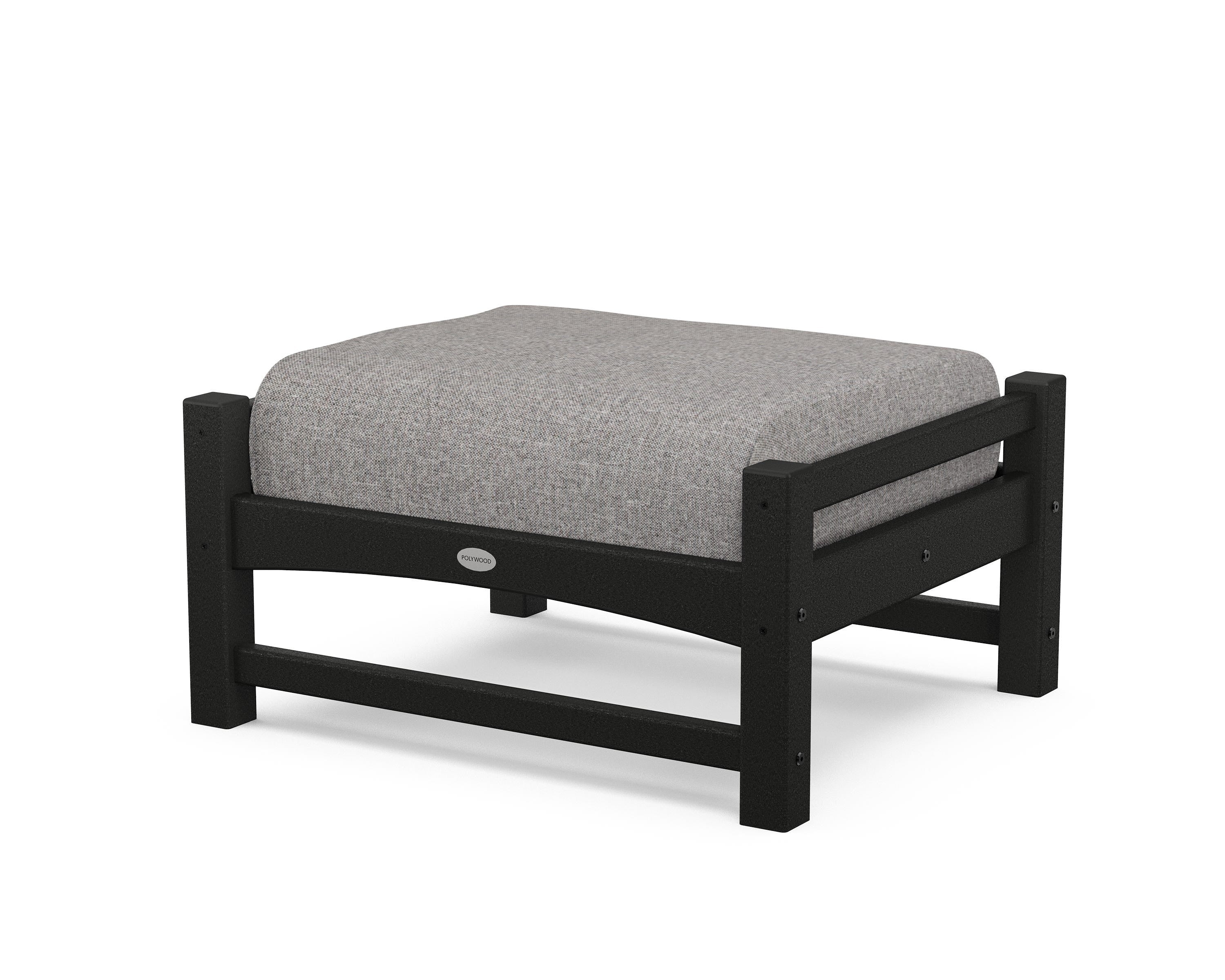 POLYWOOD® Club Ottoman in Black / Grey Mist
