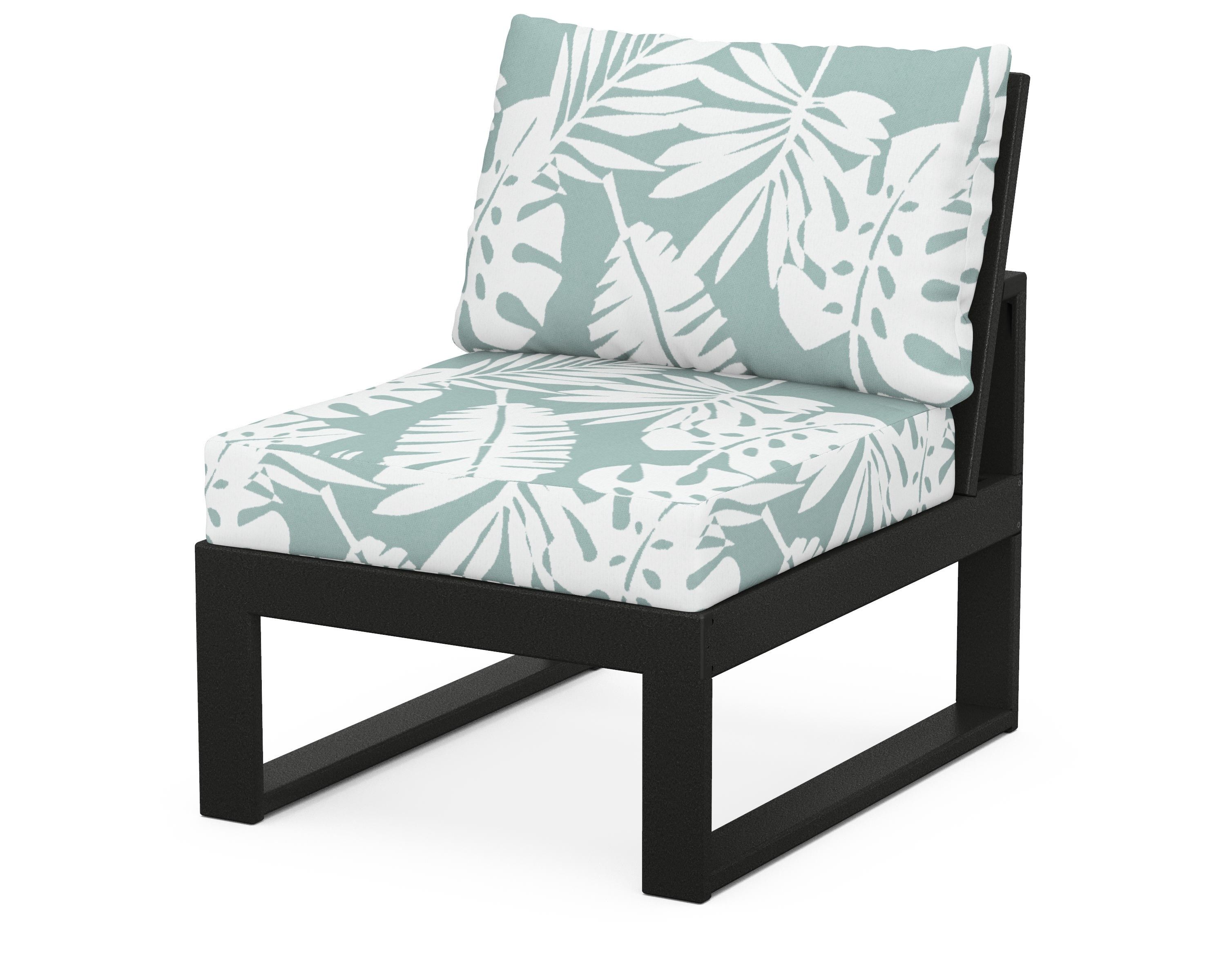Unbranded Modular Armless Chair in Black / Leaf Glacier Spa