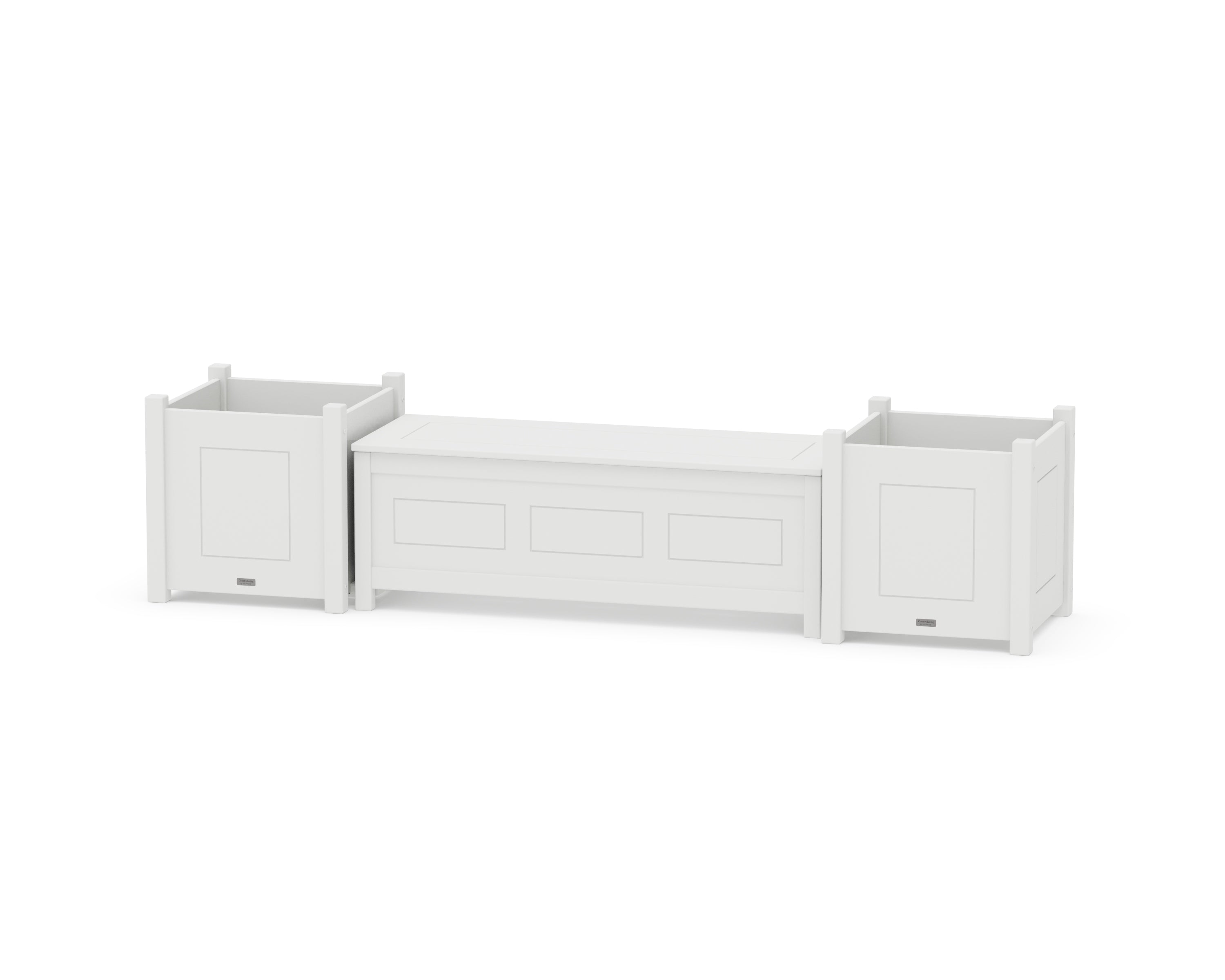 Country Living 48" Country Living Straight Planter Storage Bench Set- Large in White