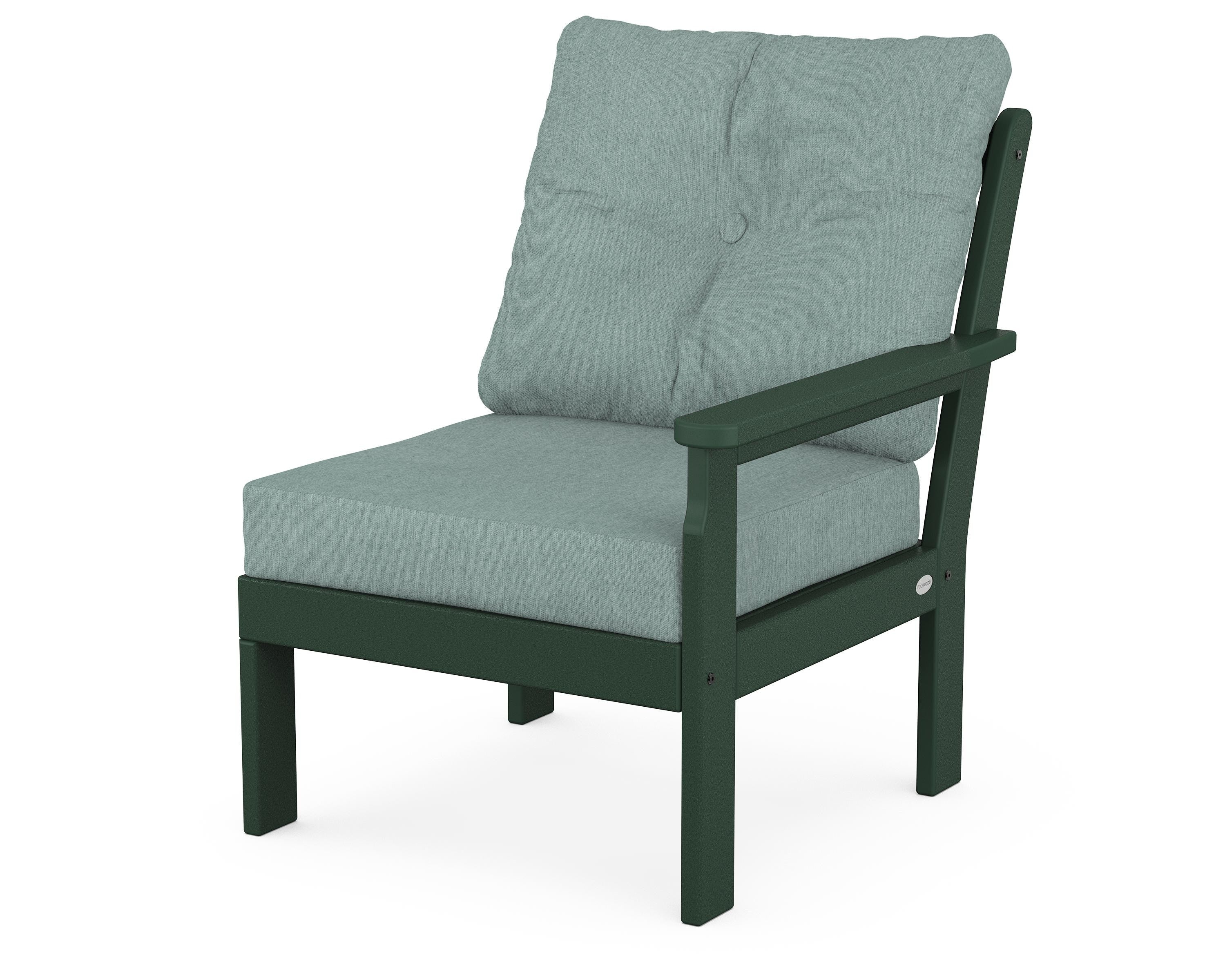 POLYWOOD® Vineyard Modular Right Arm Chair in Green / Glacier Spa