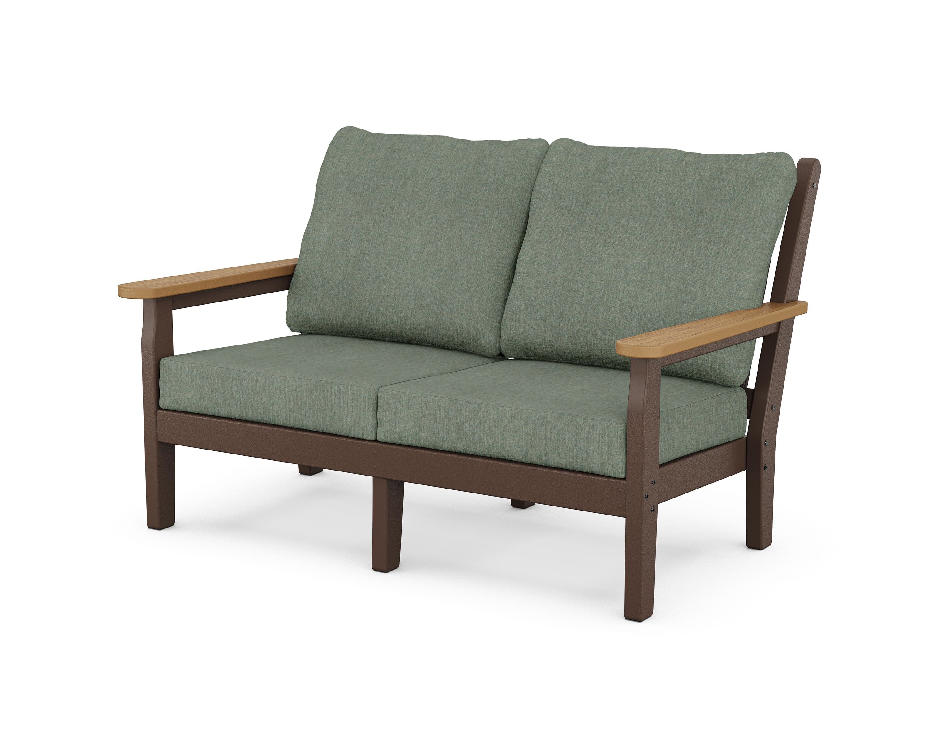 POLYWOOD® Chippendale Deep Seating Loveseat in Mahogany / Natural / Cast Sage