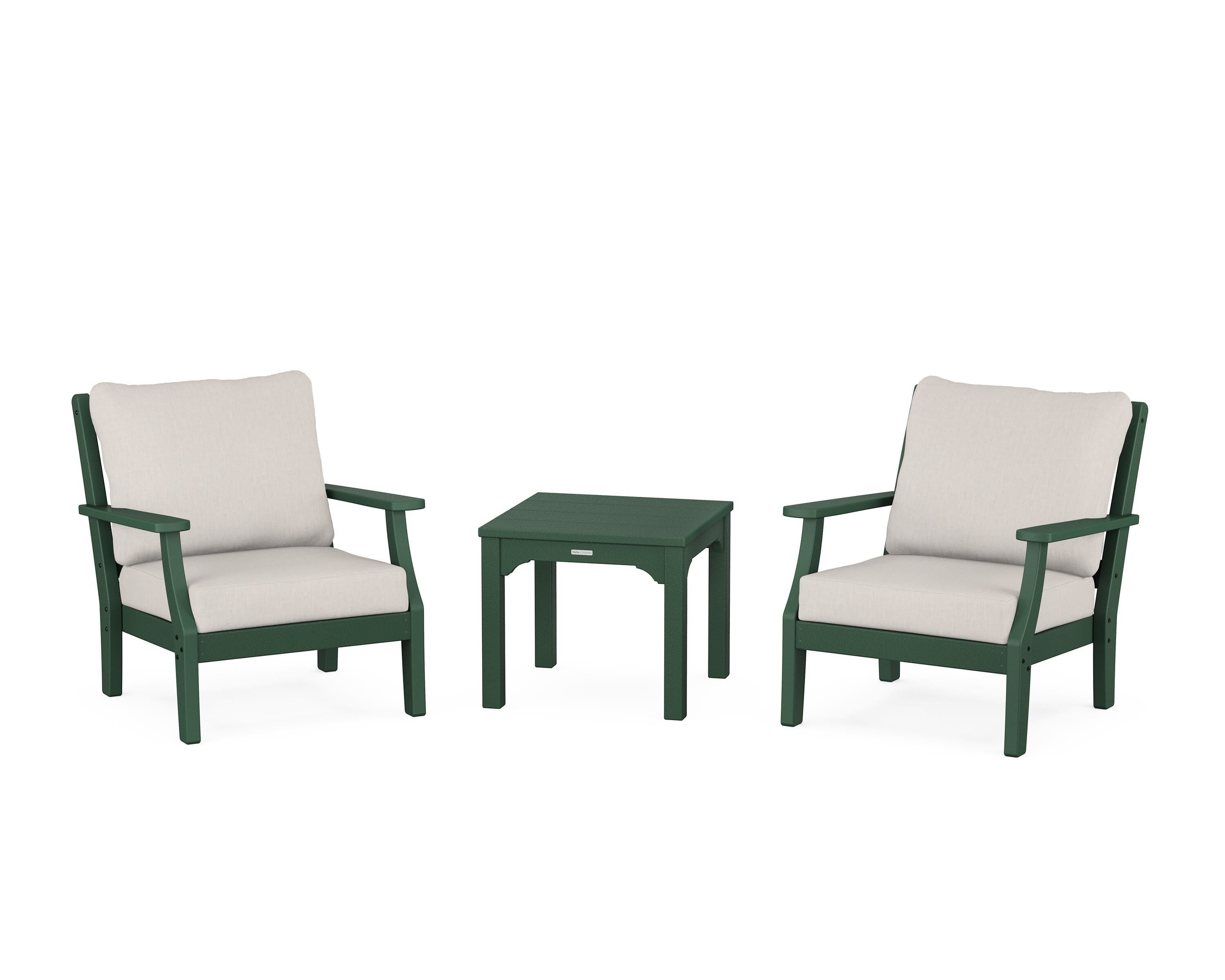 Martha Stewart by POLYWOOD® Chinoiserie 3-Piece Deep Seating Set in Green / Cast Ash