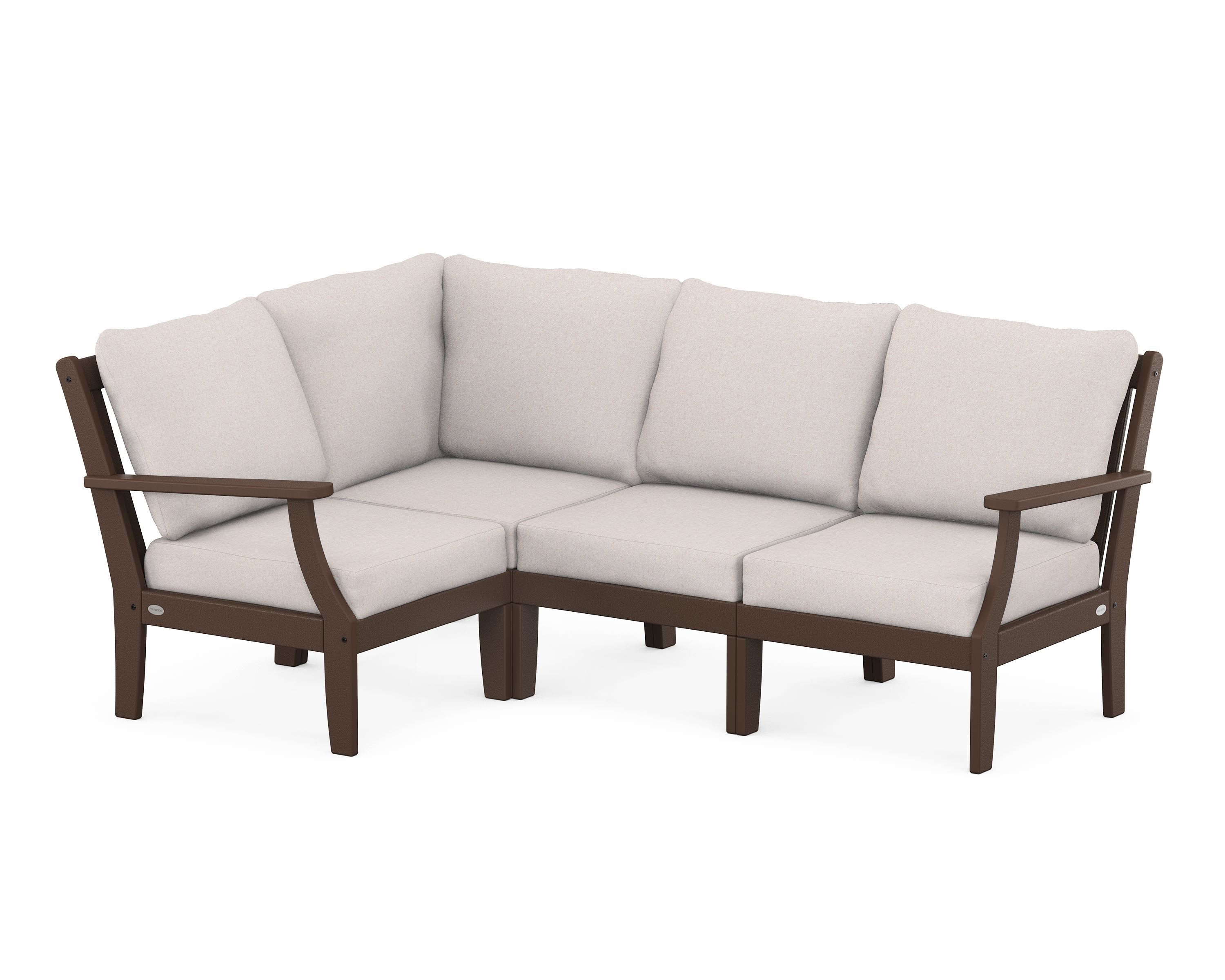 POLYWOOD® Braxton Modular 4-Piece Deep Seating Set in Mahogany / Dune Burlap