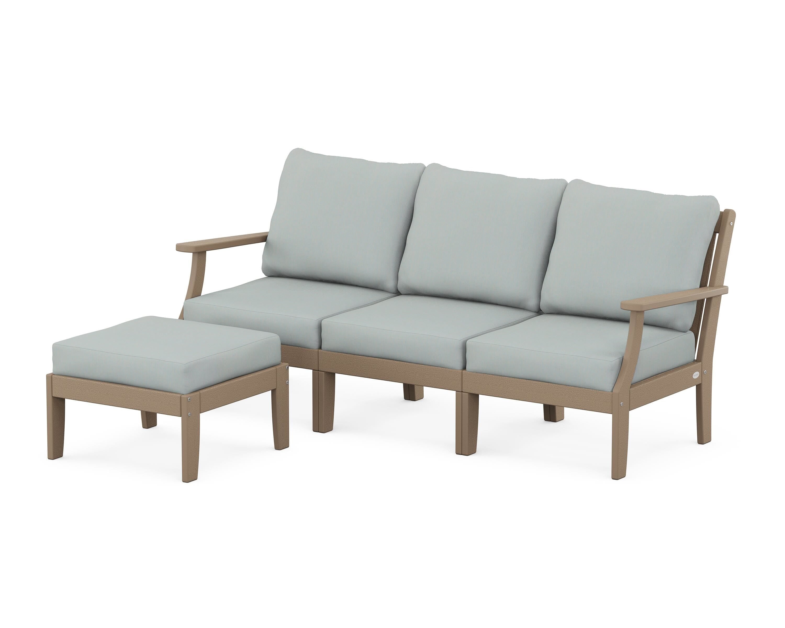 POLYWOOD® Braxton Modular 4-Piece Deep Seating Set with Ottoman in Vintage Sahara / Spa