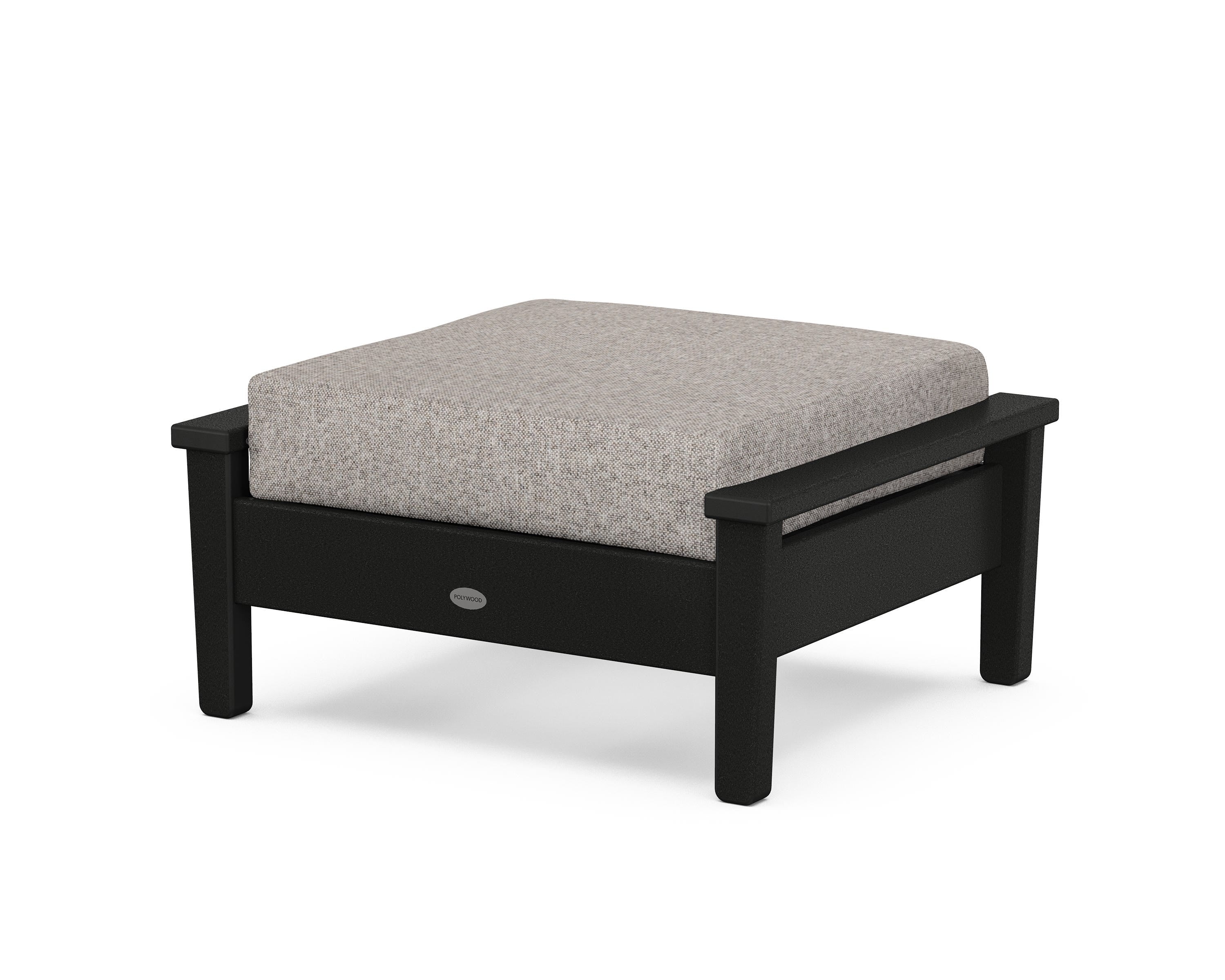 POLYWOOD® Prescott Deep Seating Ottoman in Black / Weathered Tweed