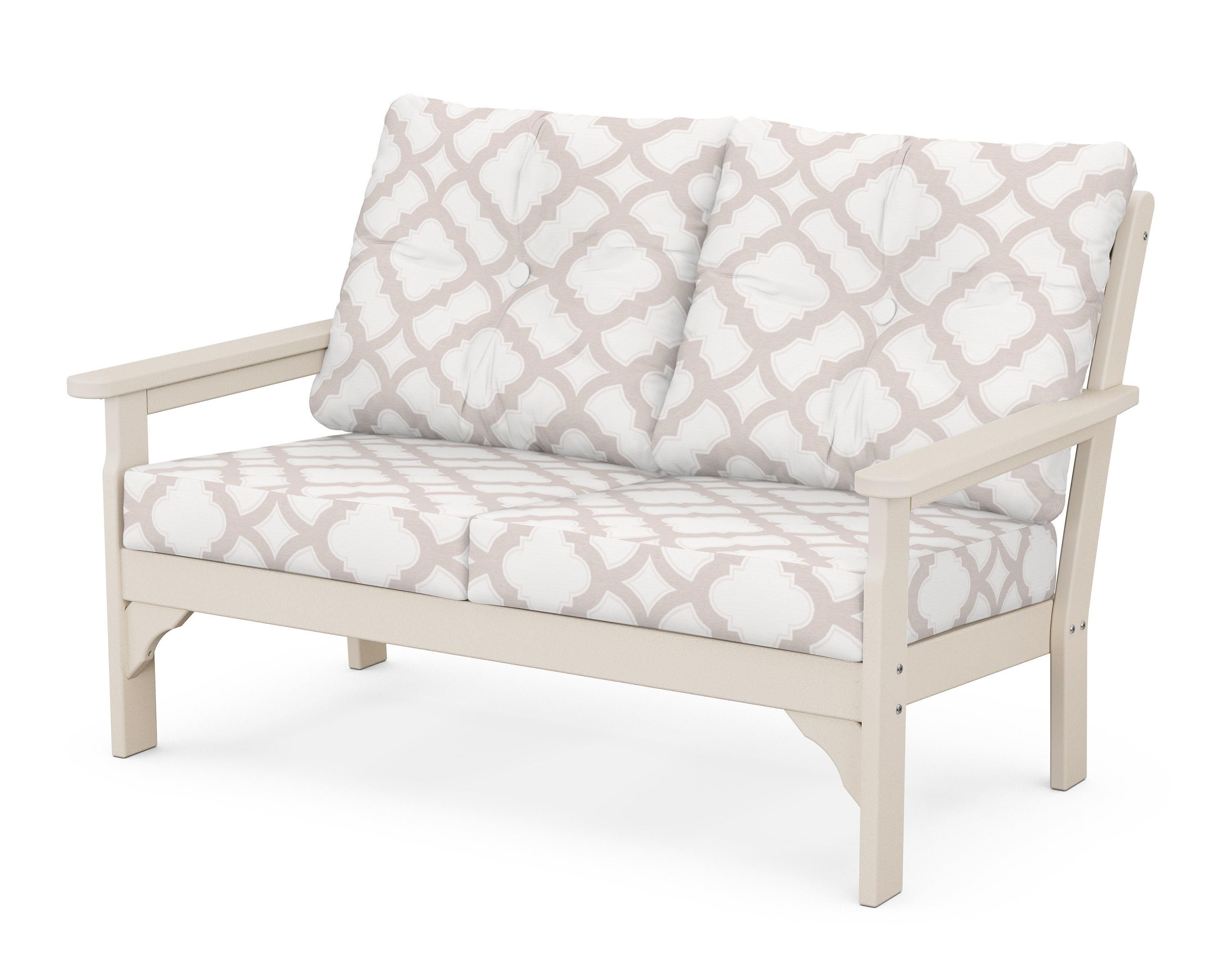 POLYWOOD® Vineyard Deep Seating Loveseat in Sand / Trellis Dune Burlap