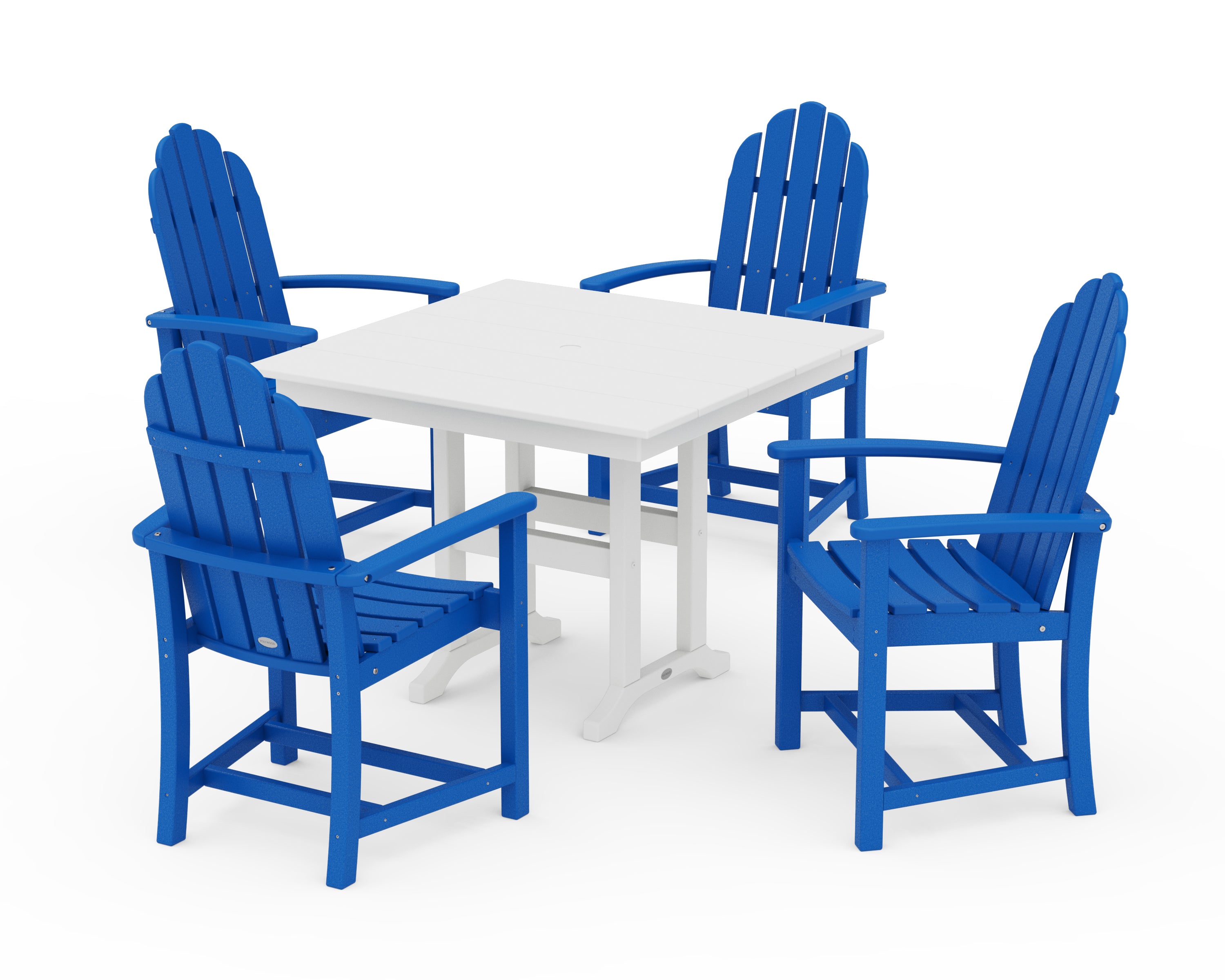 POLYWOOD® Classic Adirondack 5-Piece Farmhouse Dining Set in Pacific Blue / White