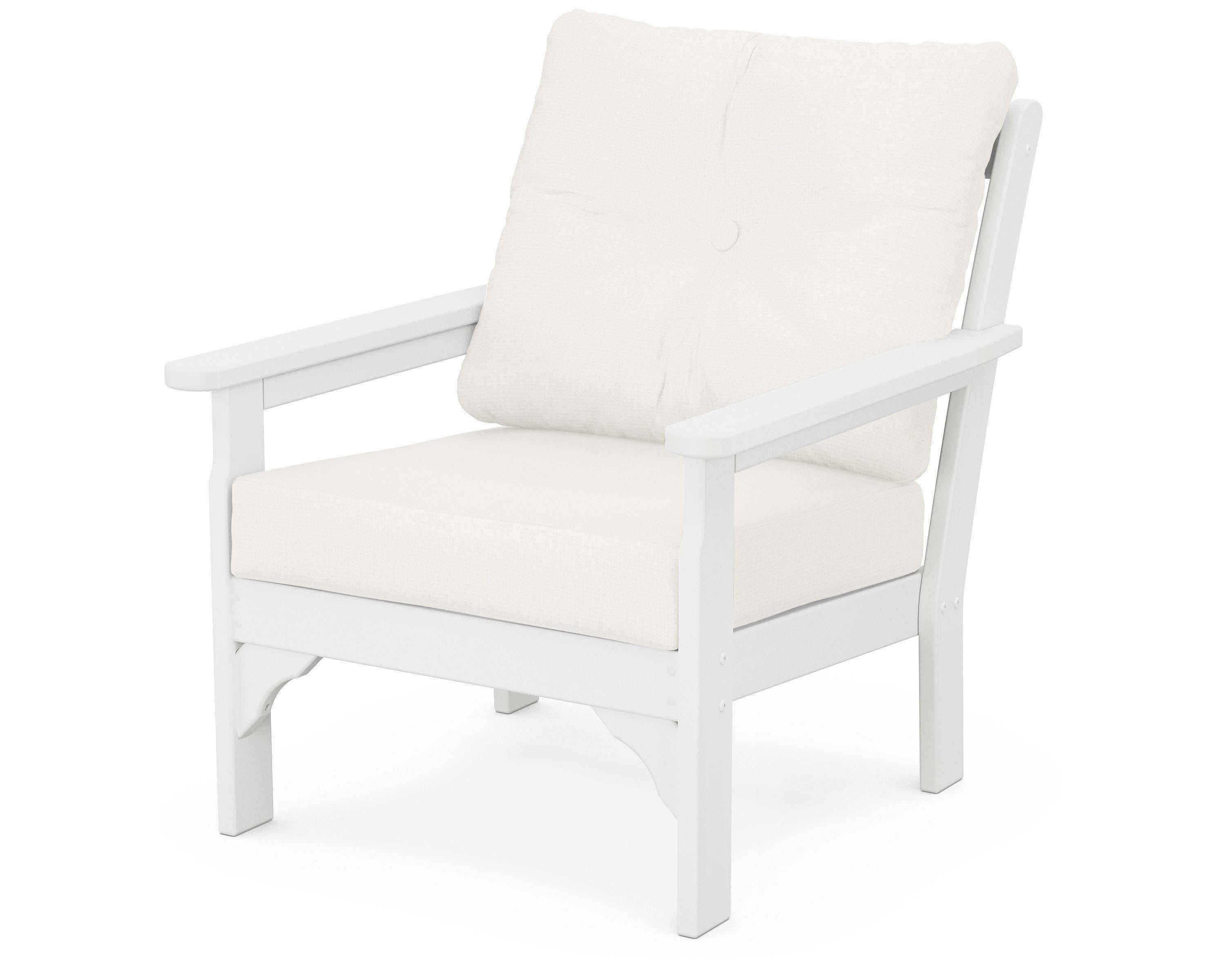 POLYWOOD® Vineyard Deep Seating Chair in White / Natural Linen