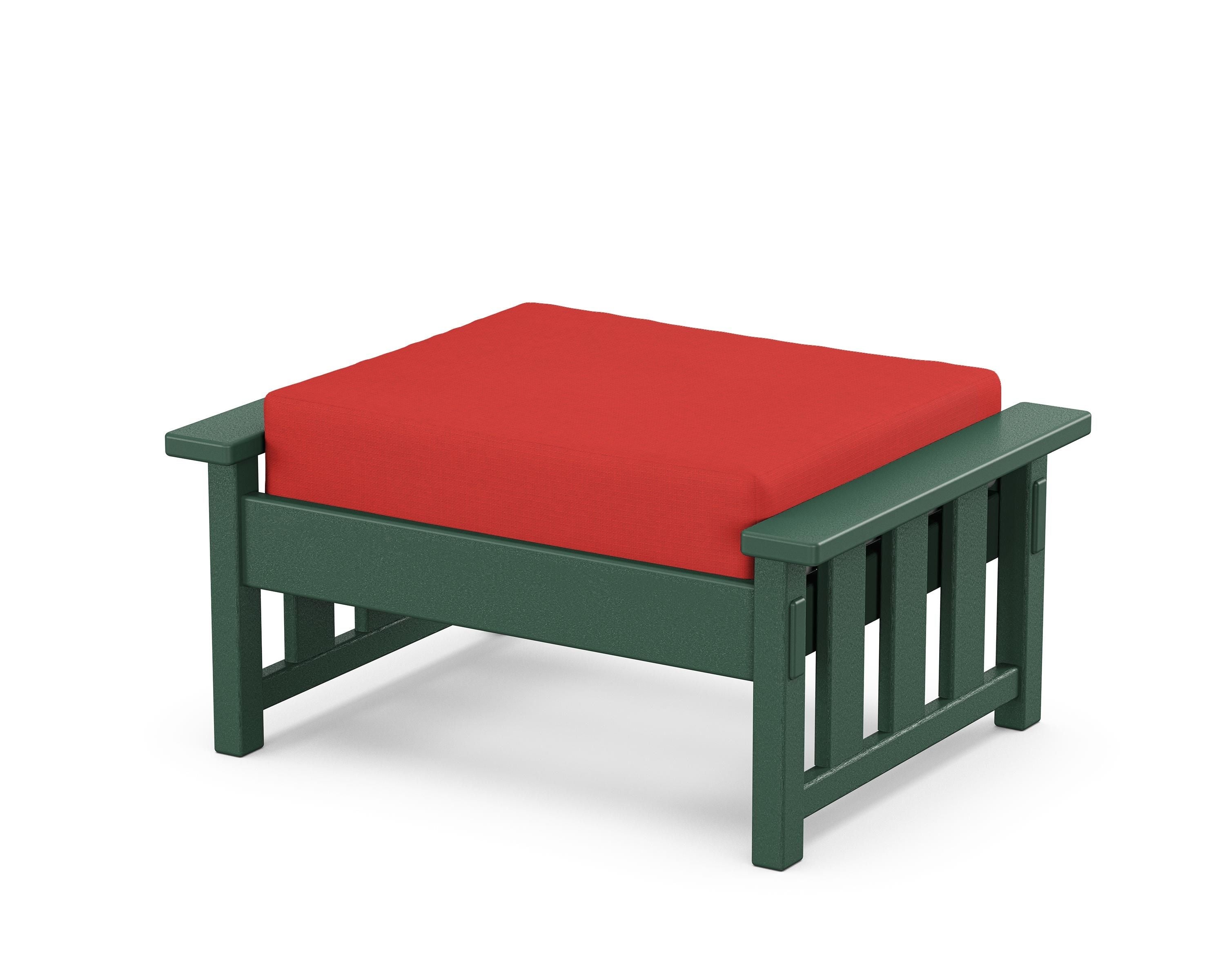 Martha Stewart by POLYWOOD® Acadia Deep Seating Ottoman in Green / Crimson Linen