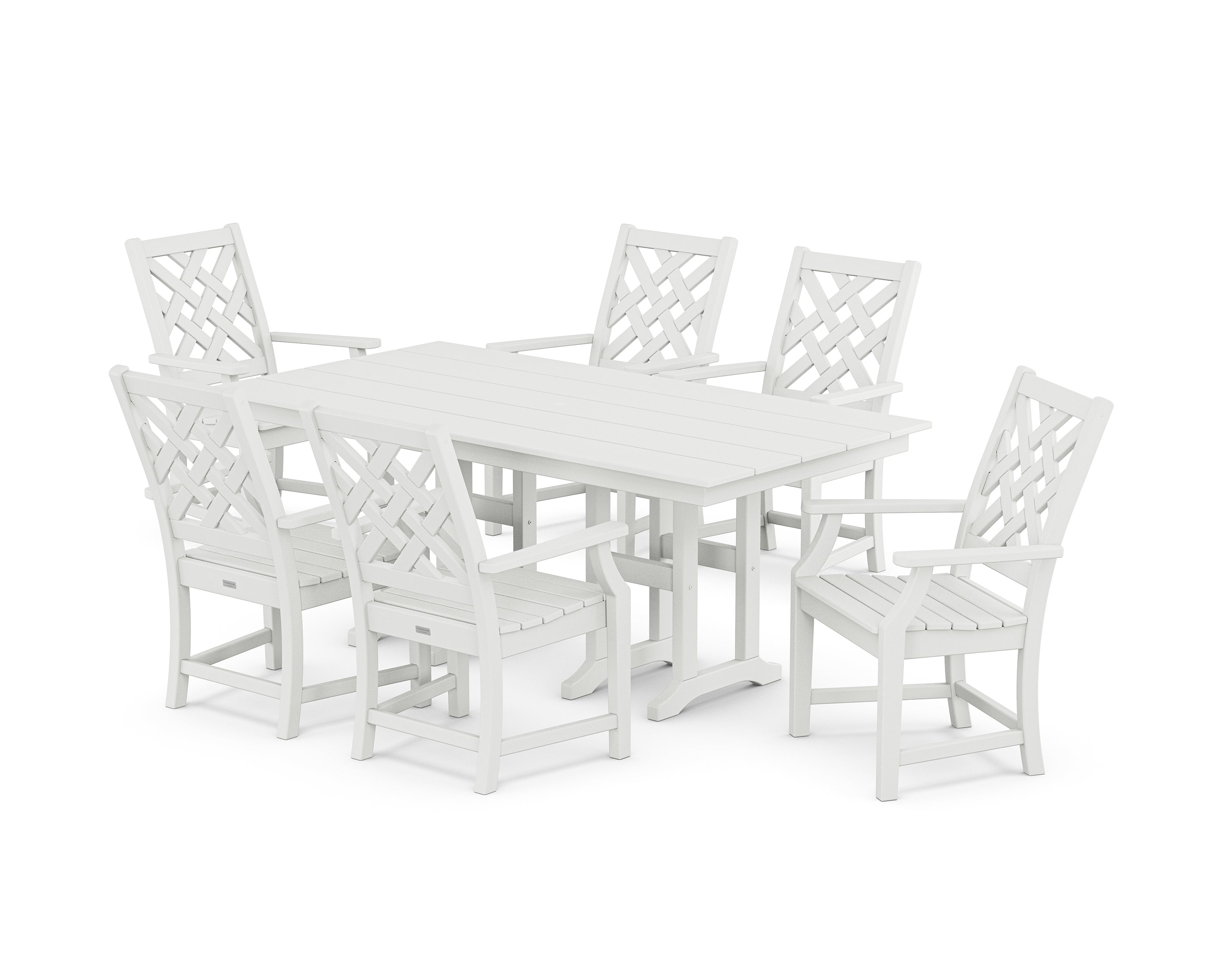Country Living Wovendale Arm Chair 7-Piece Farmhouse Dining Set in White