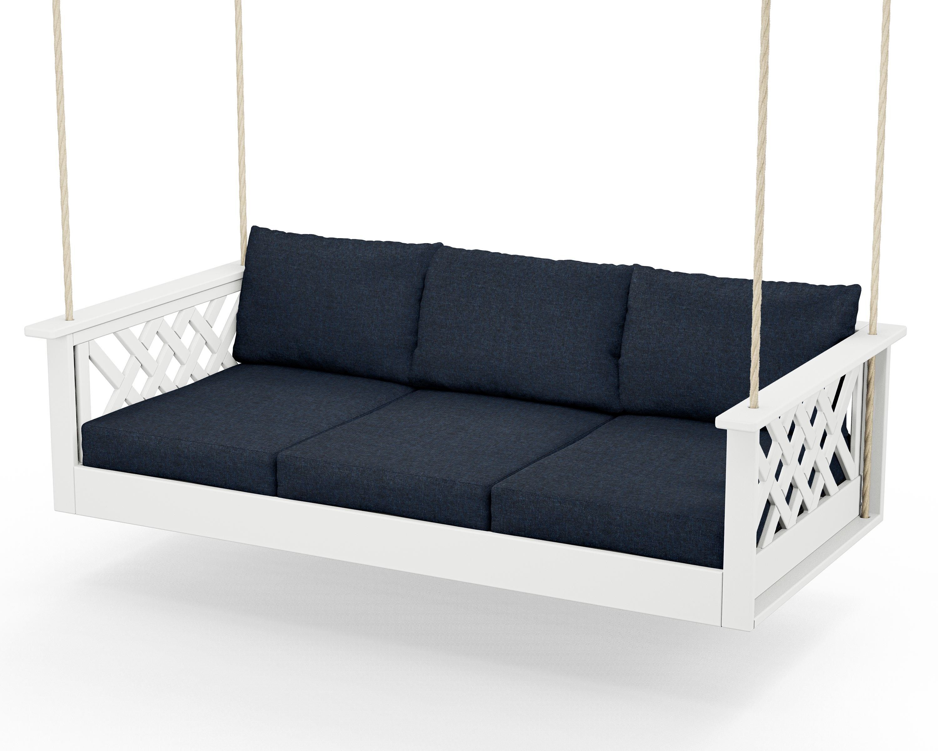 Country Living Wovendale Daybed Swing in White / Marine Indigo