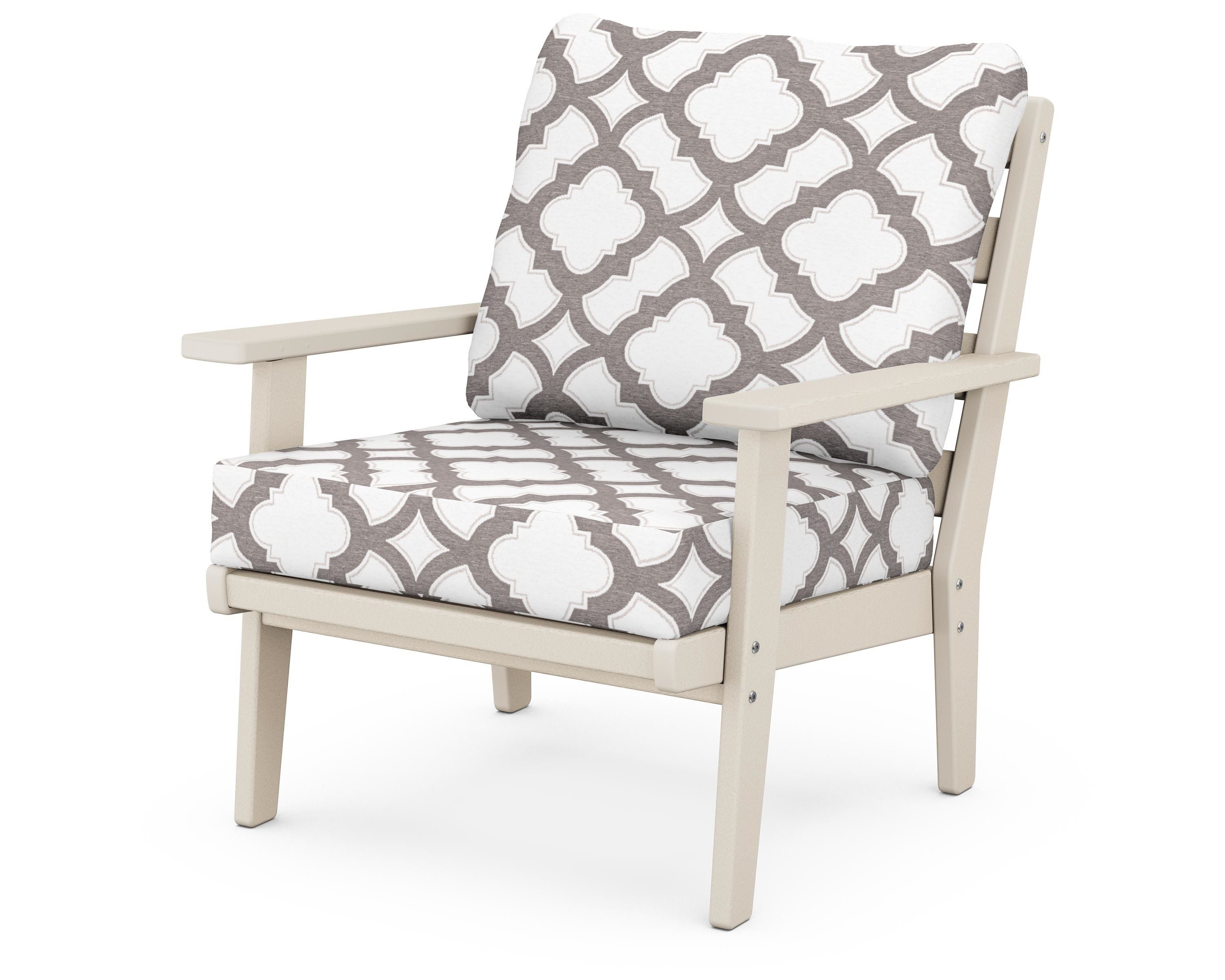 POLYWOOD® Grant Park Deep Seating Chair in Sand / Trellis Grey Mist