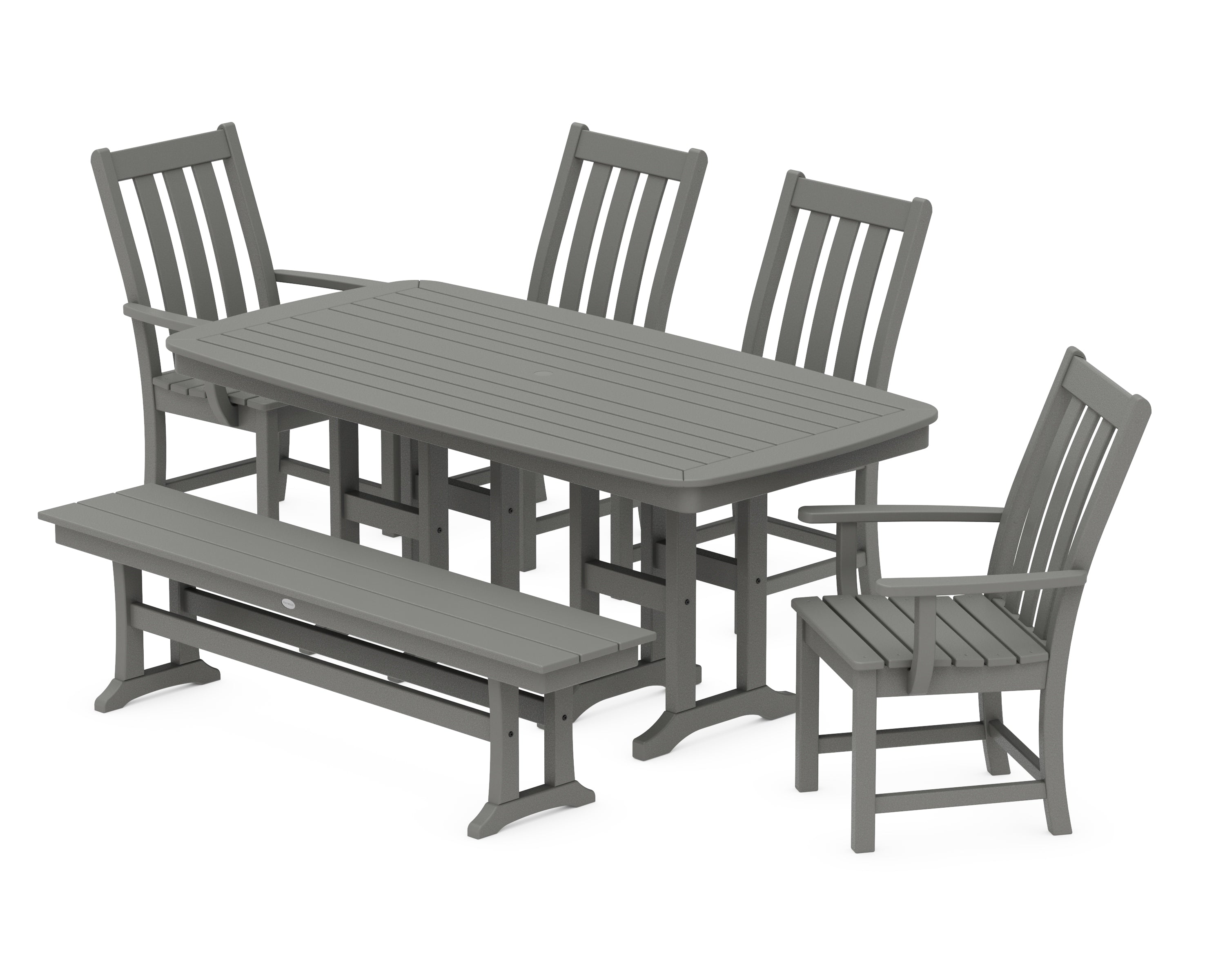 POLYWOOD® Vineyard 6-Piece Dining Set with Bench in Slate Grey