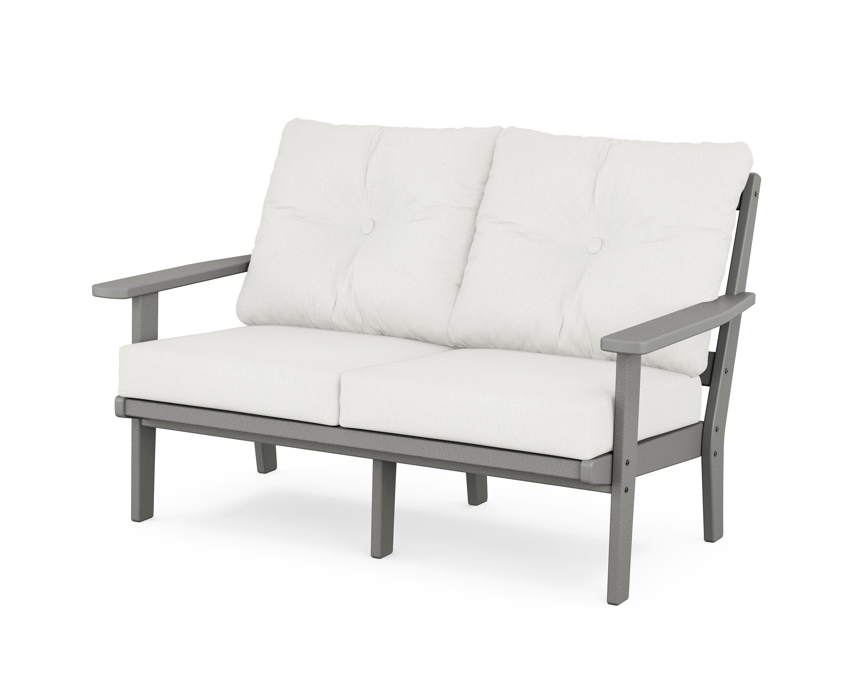 POLYWOOD® Prairie Deep Seating Loveseat in Slate Grey / Natural Linen
