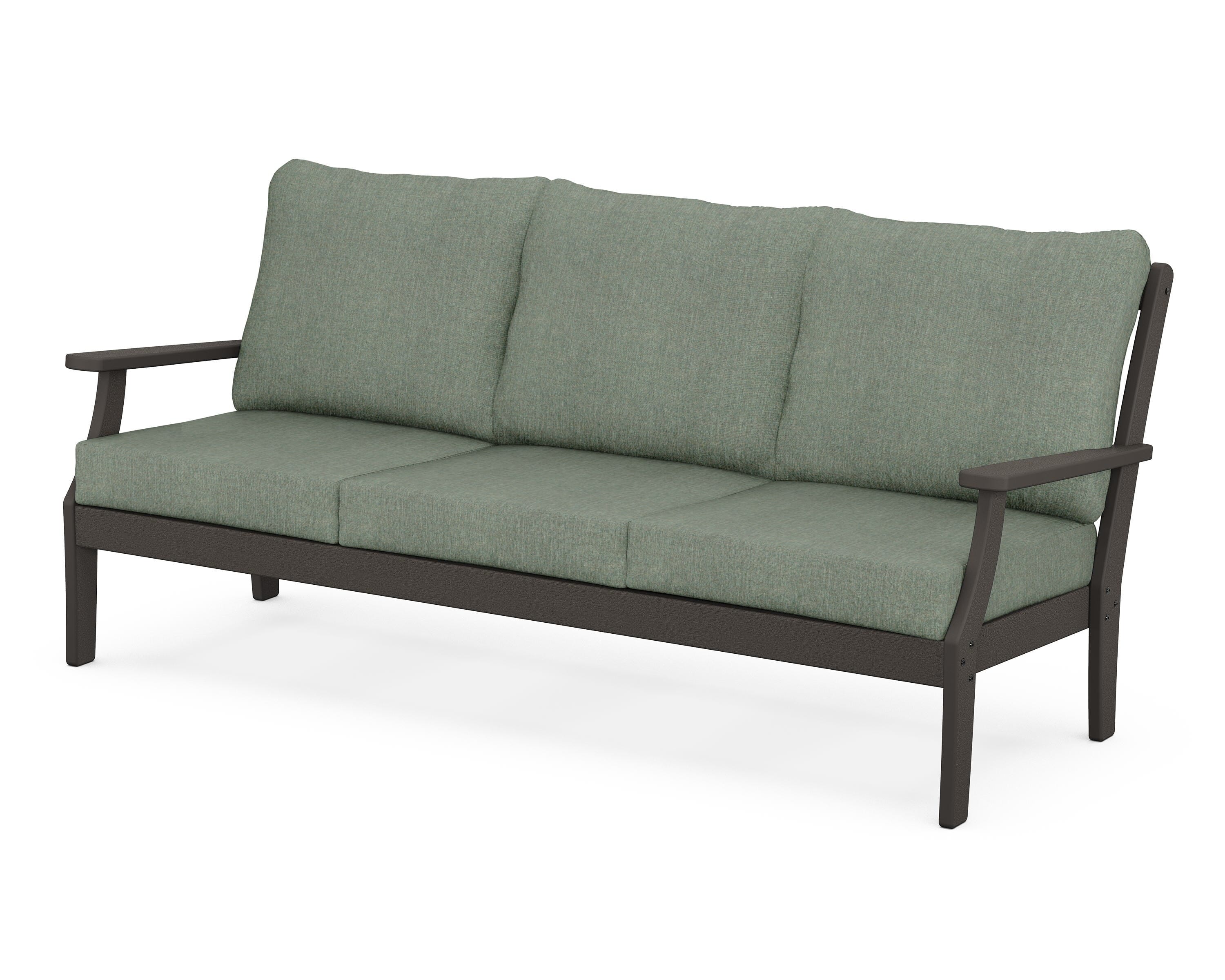POLYWOOD® Braxton Deep Seating Sofa in Vintage Coffee / Cast Sage