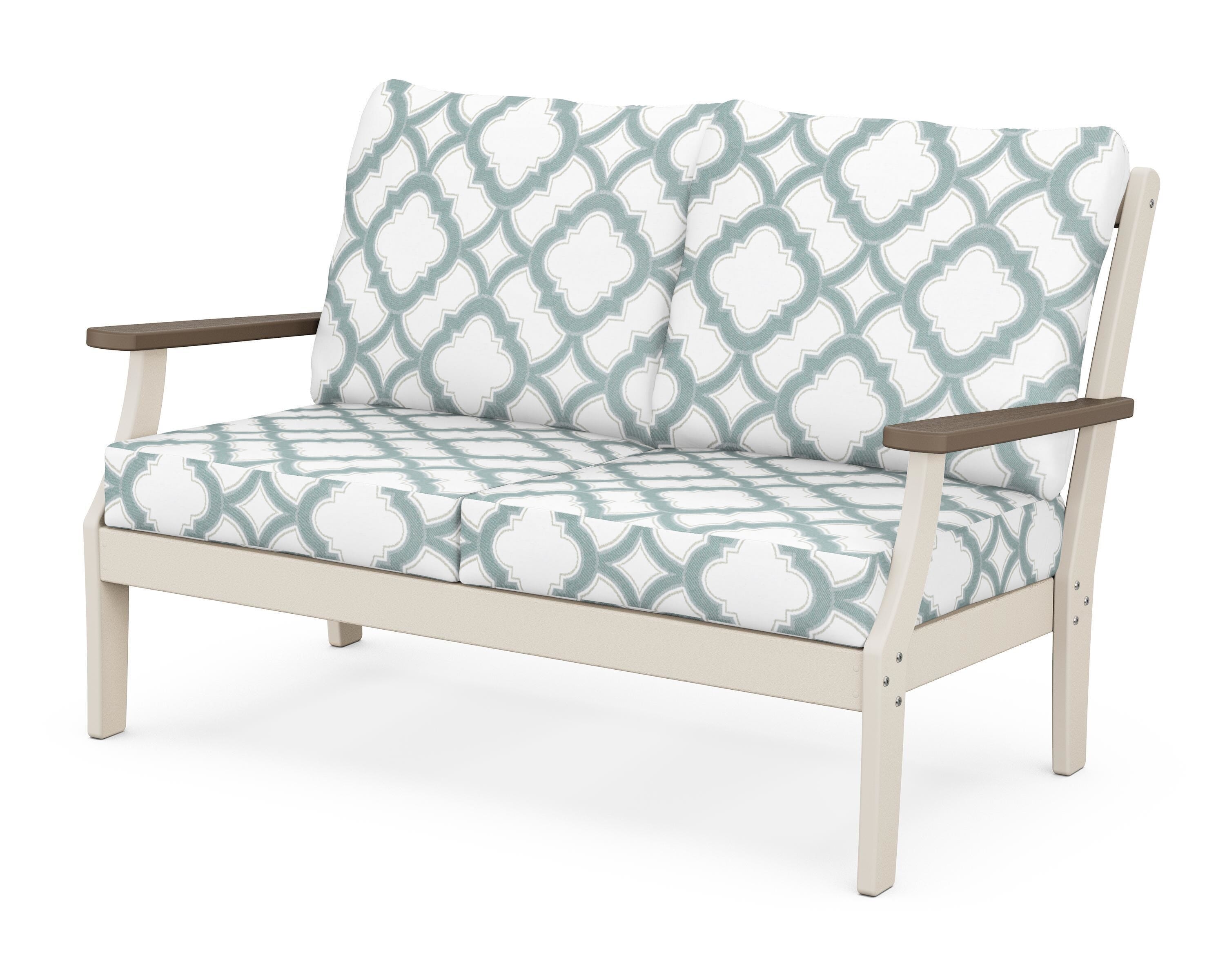 POLYWOOD® Braxton Deep Seating Loveseat in Sand / Kona / Trellis Glacier Spa