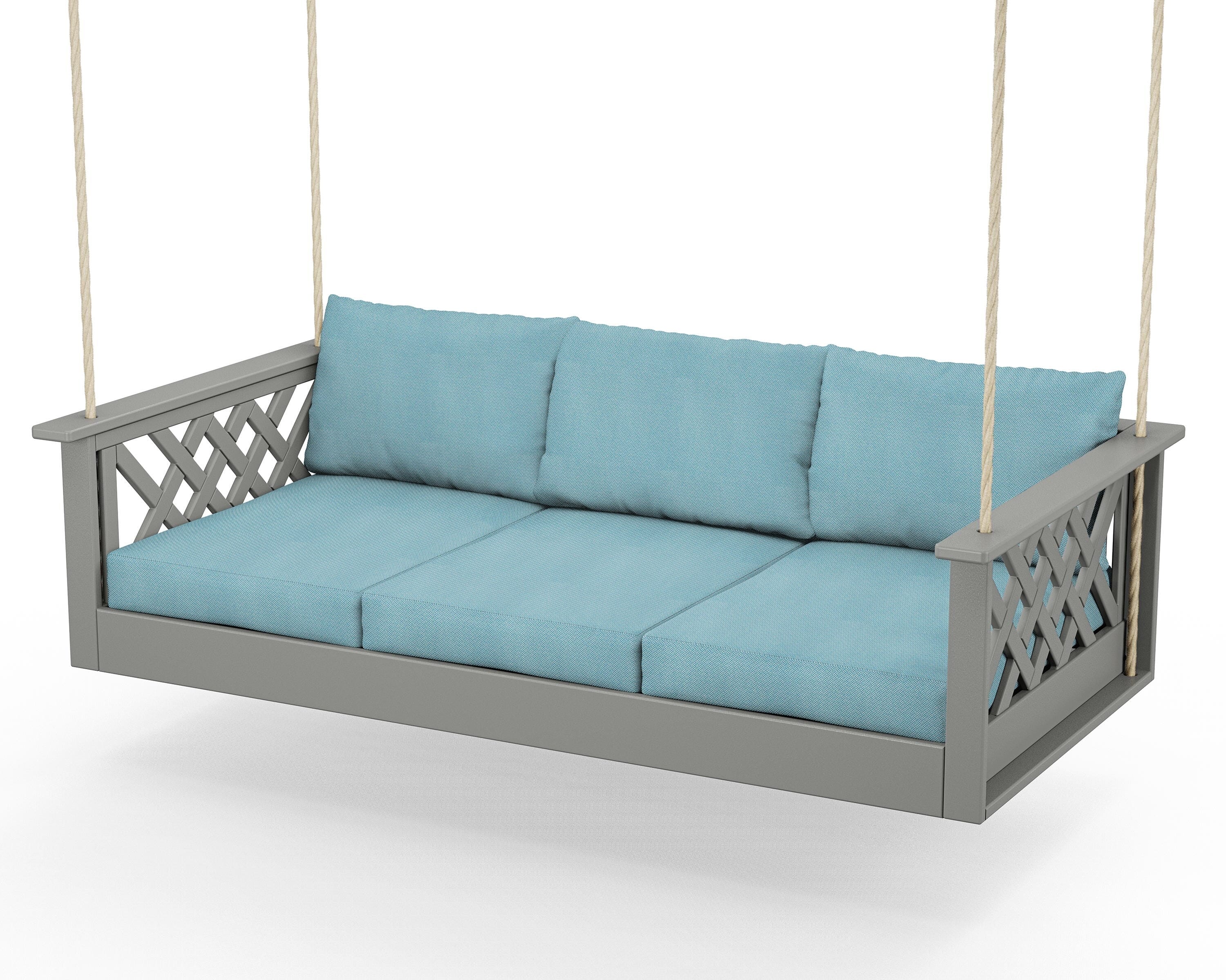 Country Living Wovendale Daybed Swing in Slate Grey / Lattice Sky Blue