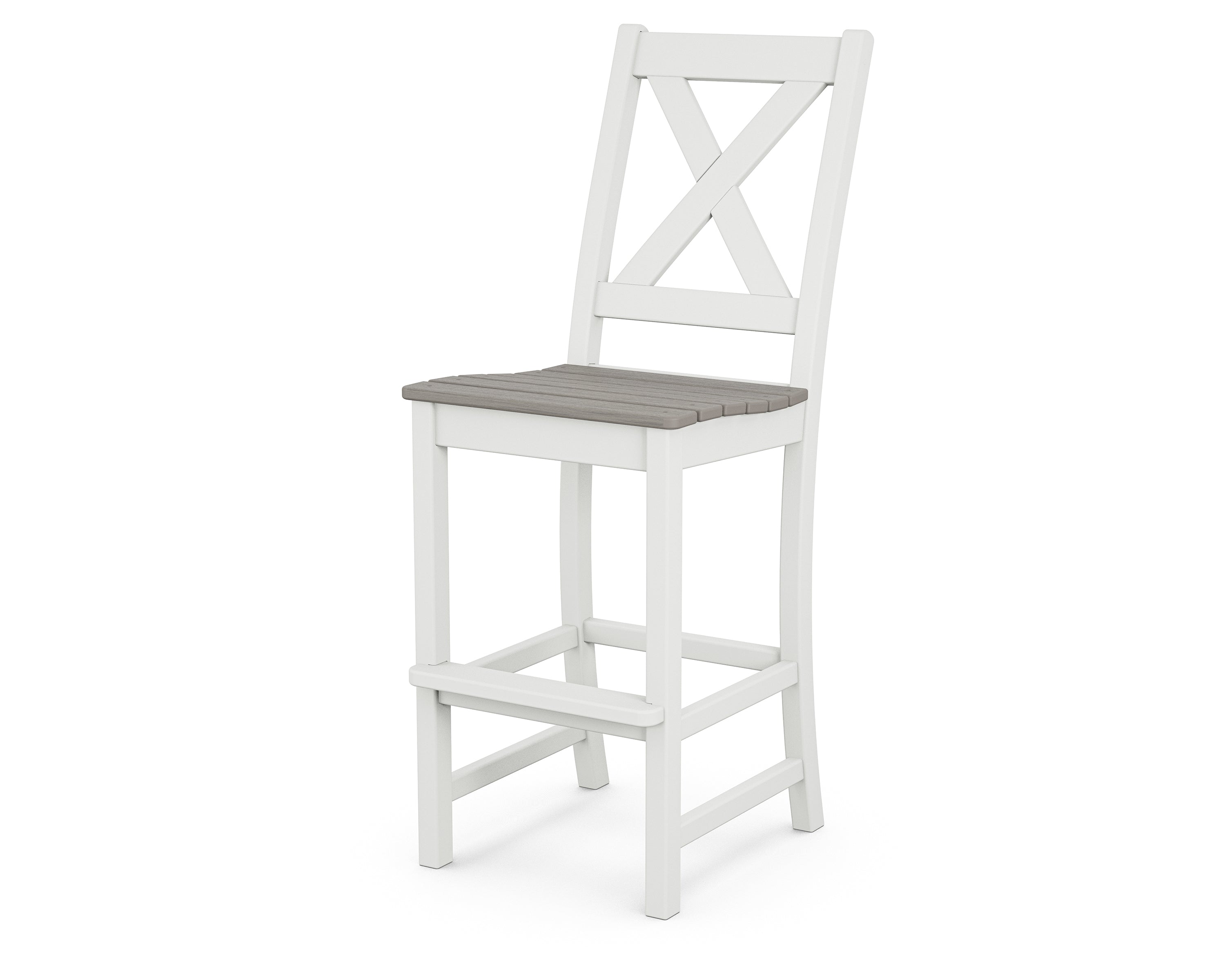 POLYWOOD® Braxton Bar Side Chair in White / Driftwood