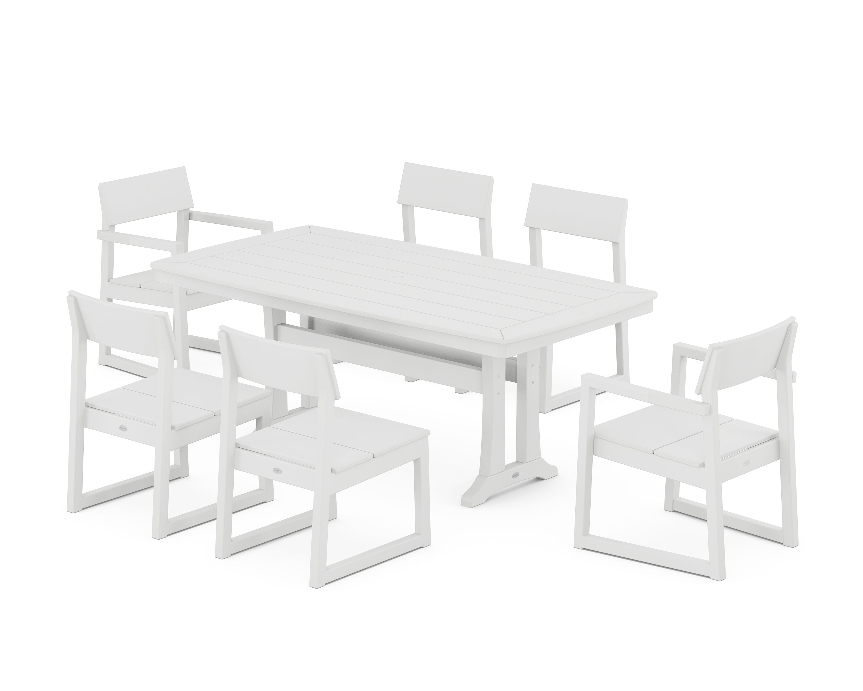 POLYWOOD® EDGE 7-Piece Dining Set with Trestle Legs in White