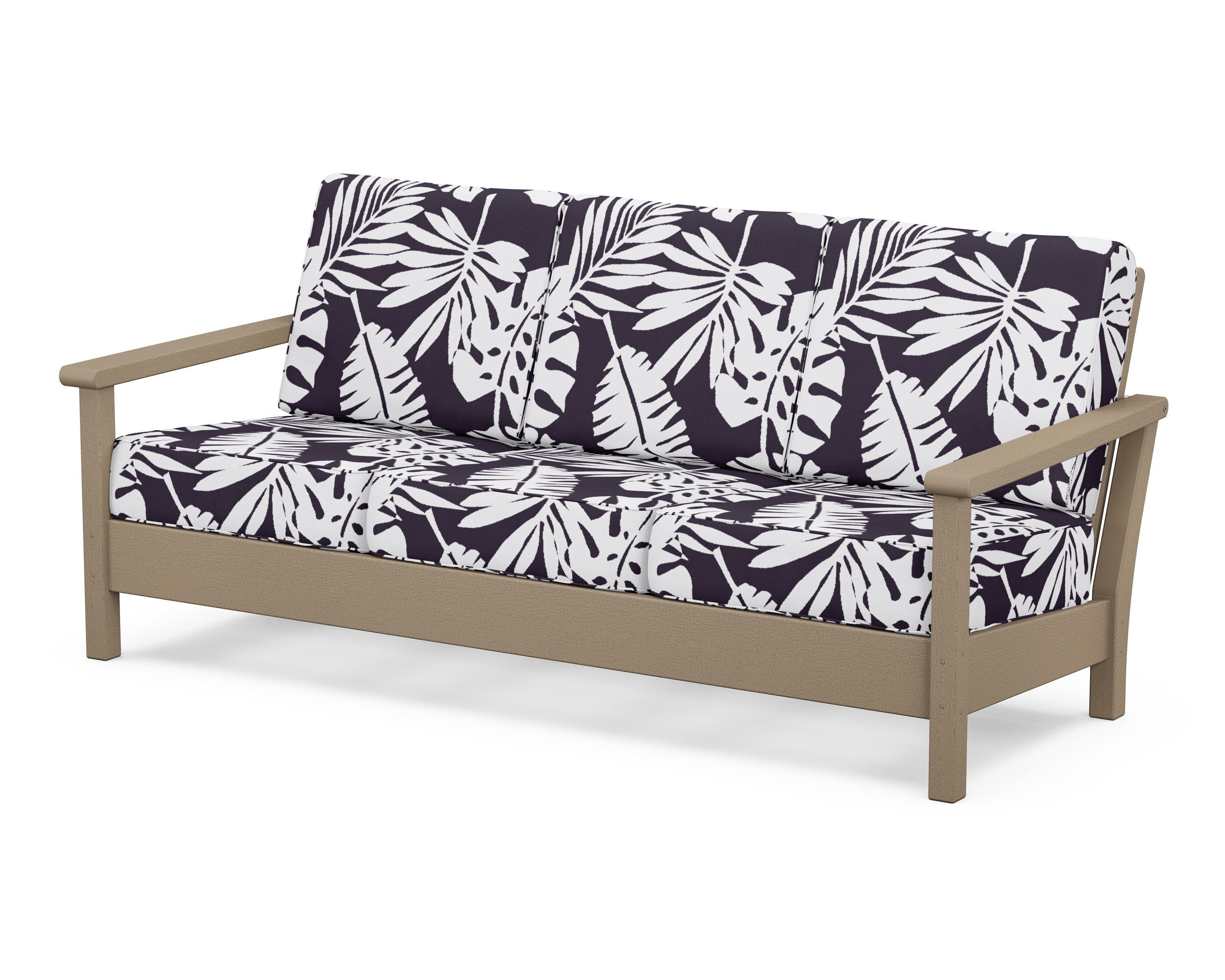 POLYWOOD® Harbour Deep Seating Sofa in Vintage Sahara / Leaf Navy