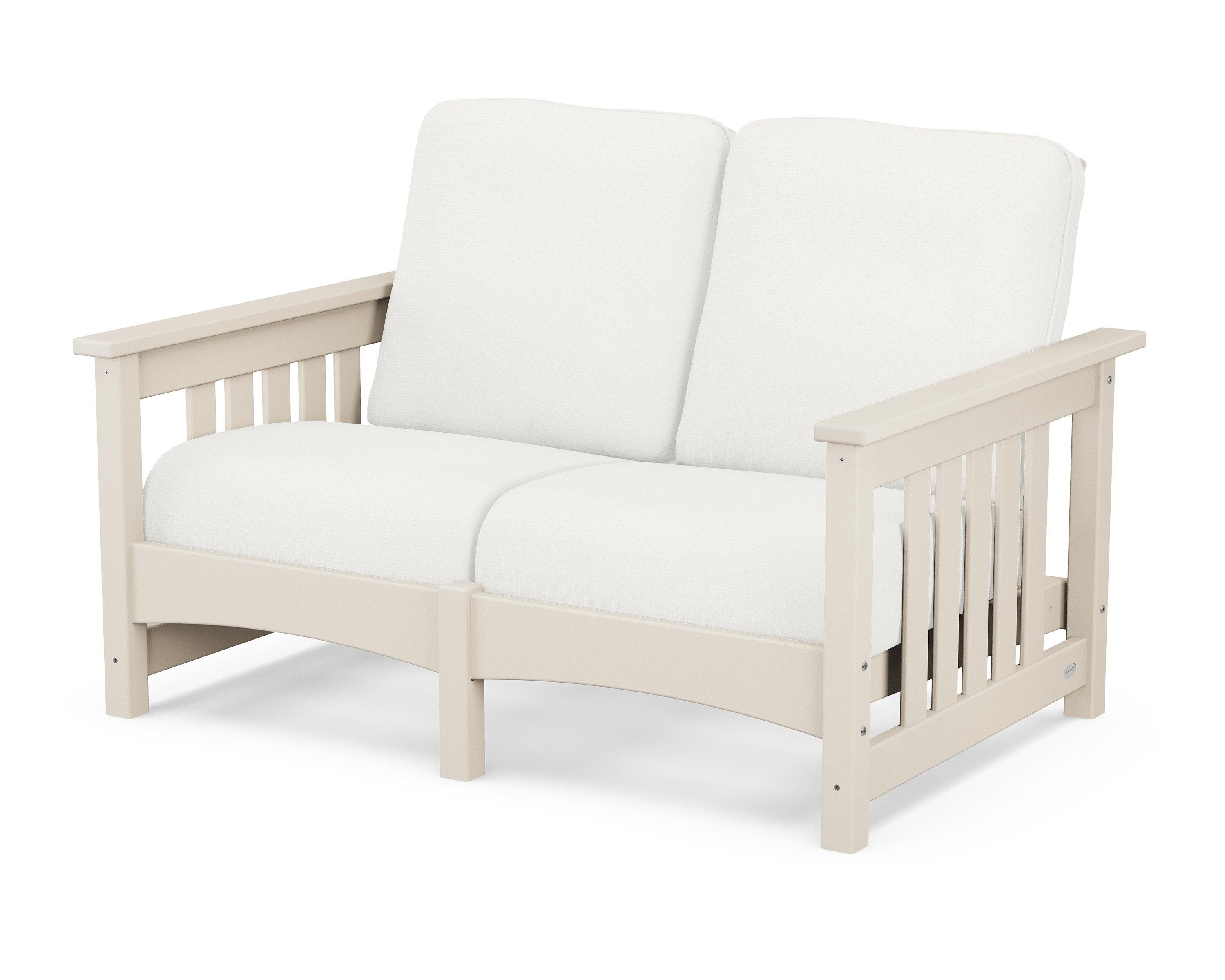 POLYWOOD® Club Mission Loveseat in Sand / Natural Linen