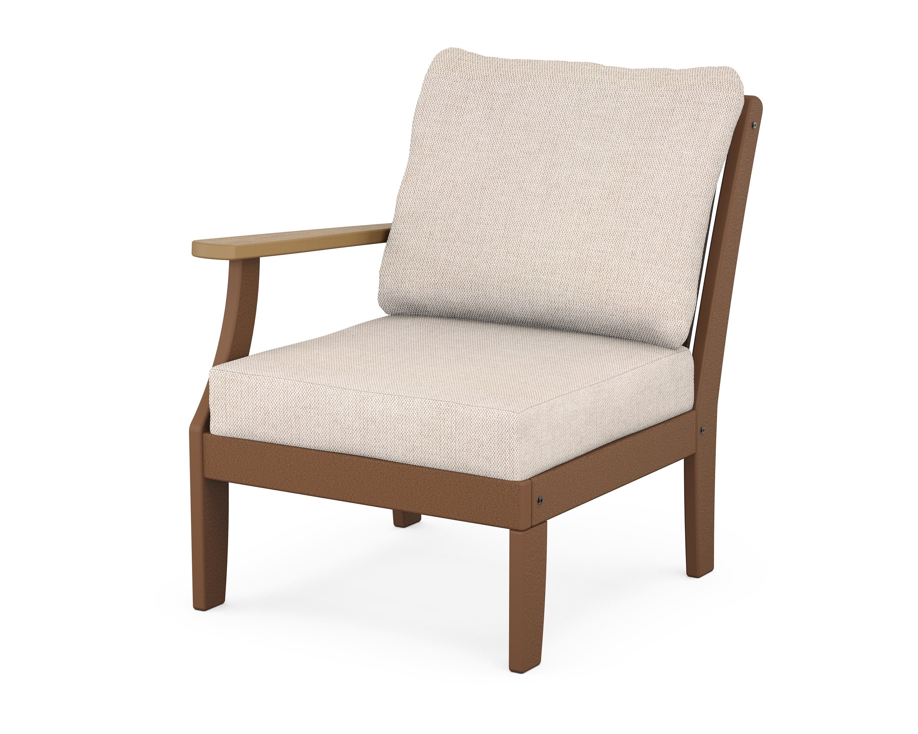 POLYWOOD® Braxton Modular Left Arm Chair in Teak / Natural / Blend Linen