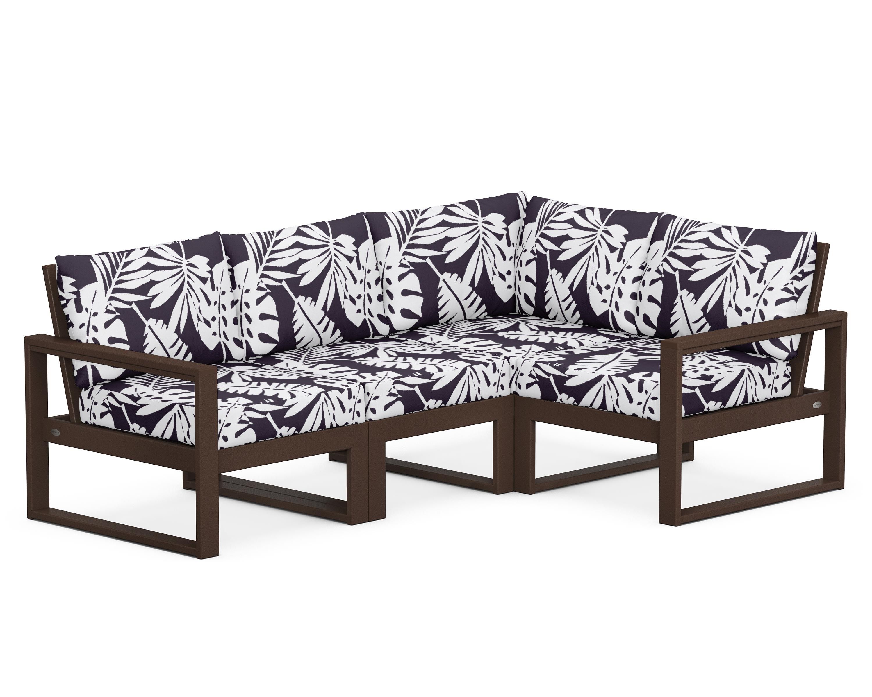 POLYWOOD® EDGE 4-Piece Modular Deep Seating Set in Mahogany / Leaf Navy