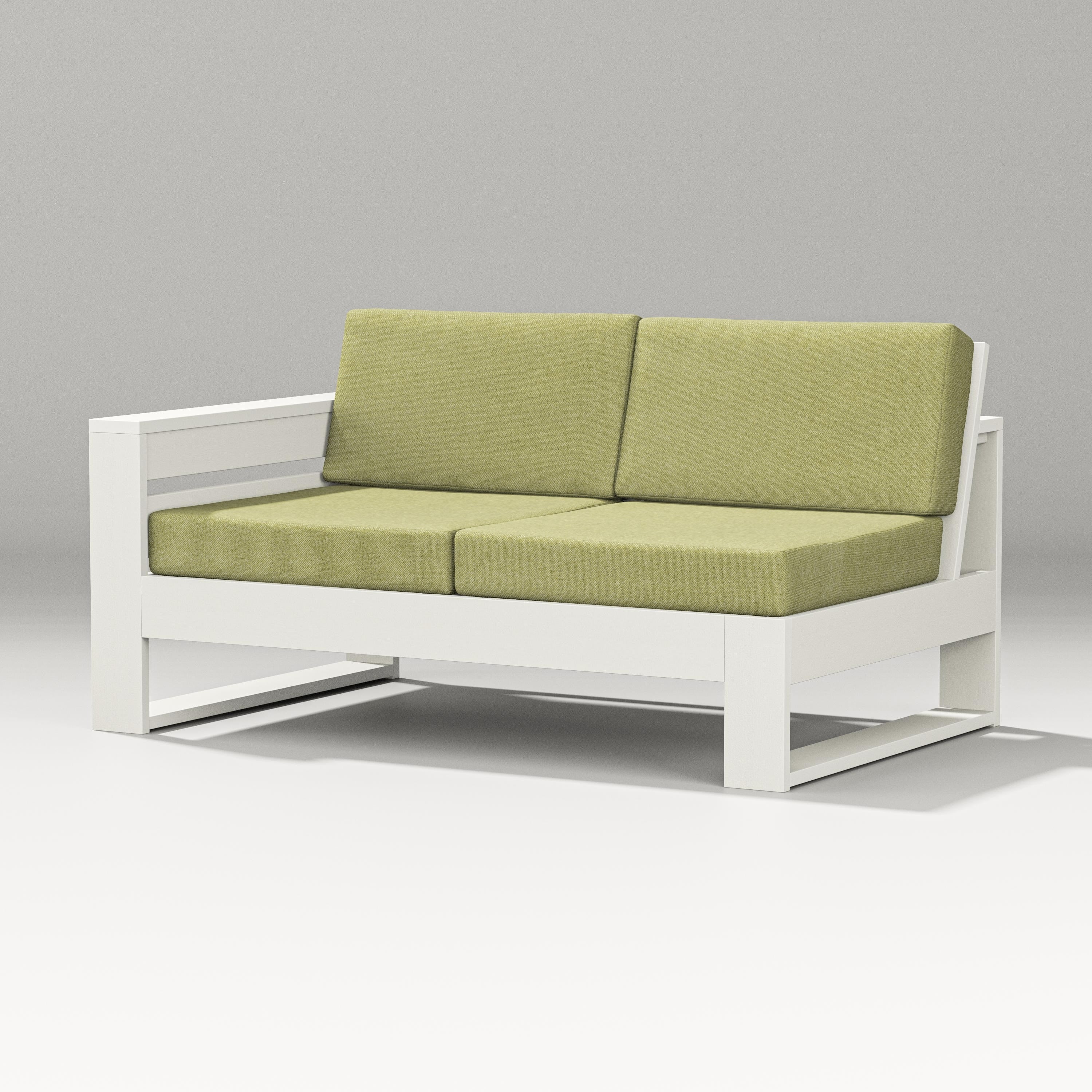 PW Designer Series Latitude Modular Left Arm Loveseat in Vintage White / Chartreuse Boucle