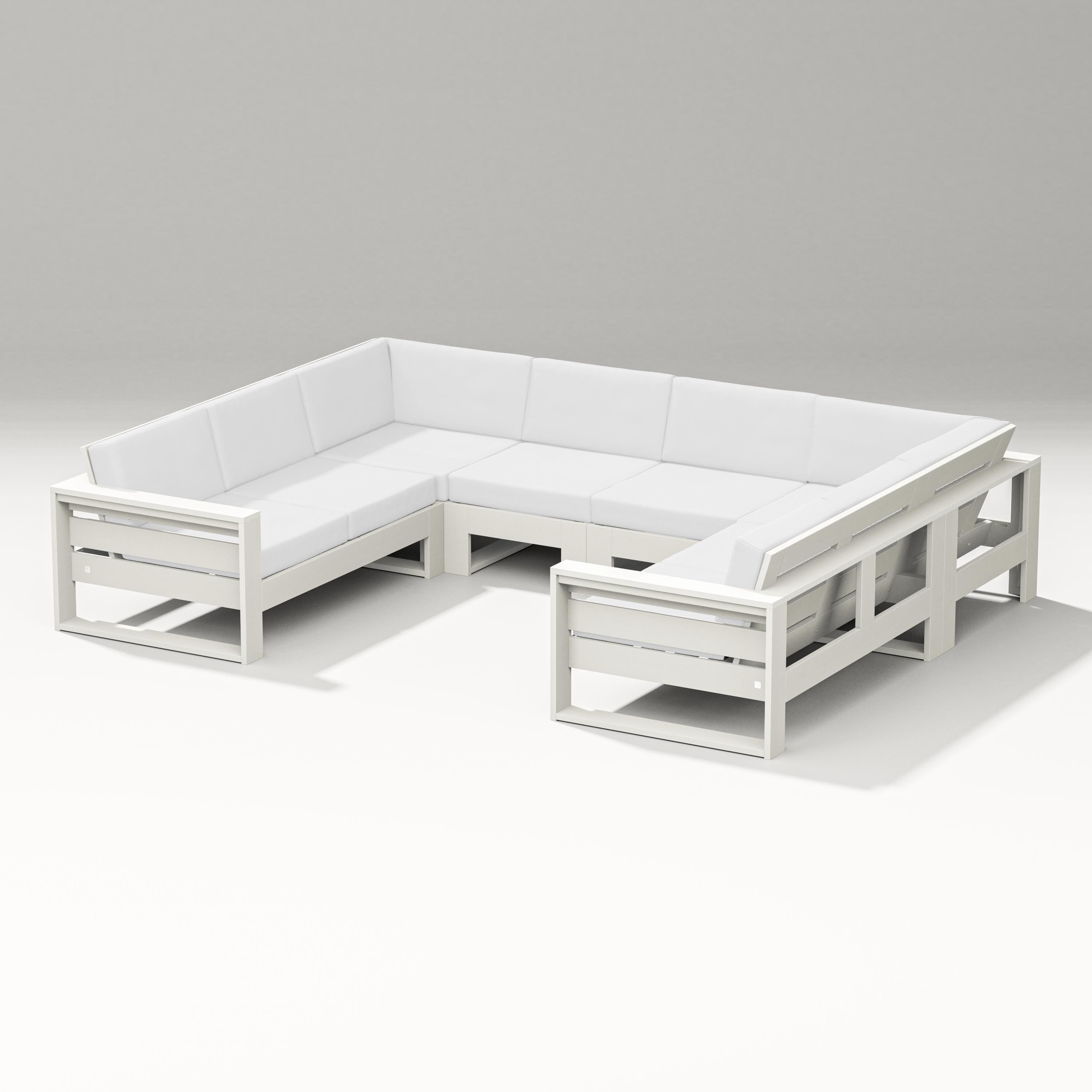 PW Designer Series Latitude U-Shaped Sectional in Vintage White / Natural