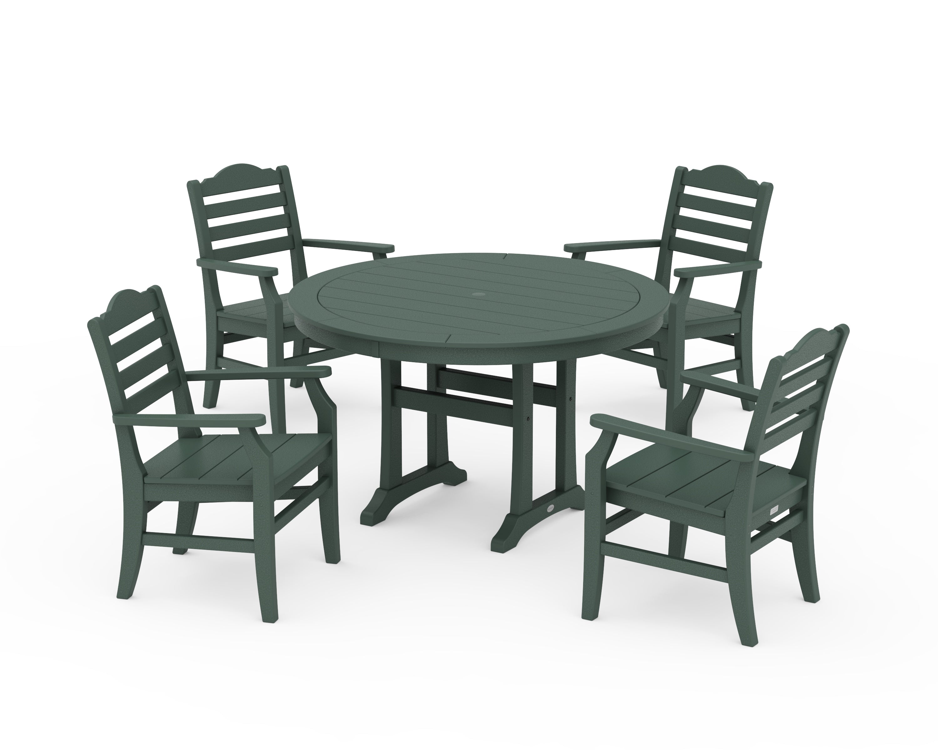 POLYWOOD® Savannah 5-Piece Round Dining Set with Trestle Legs in Green