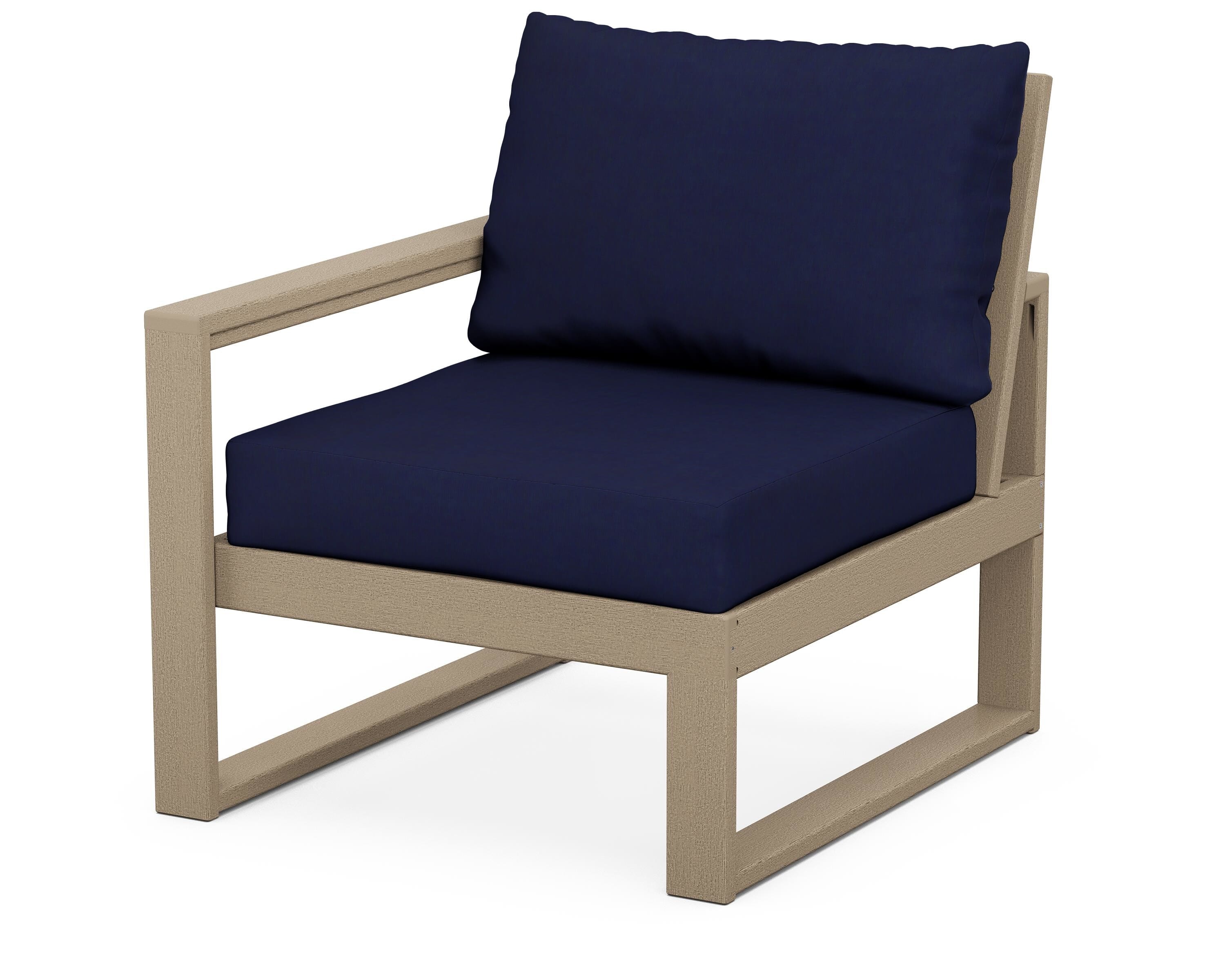 POLYWOOD® EDGE Modular Left Arm Chair in Vintage Sahara / Navy