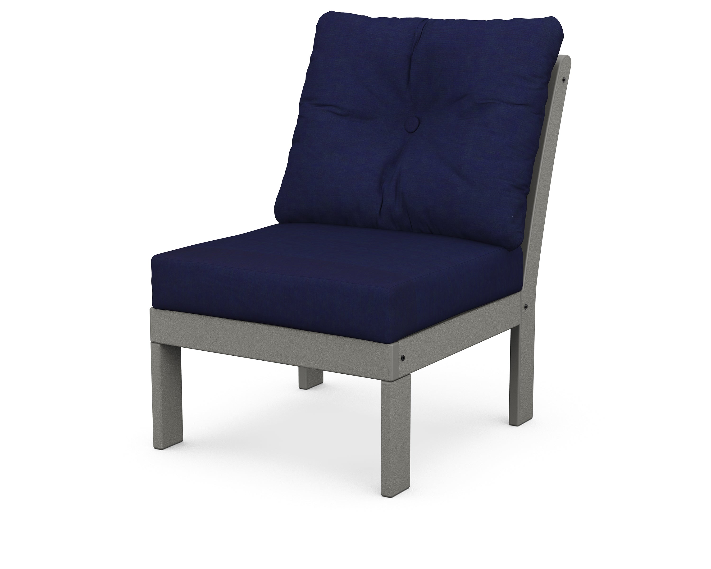 POLYWOOD® Vineyard Modular Armless Chair in Slate Grey / Navy