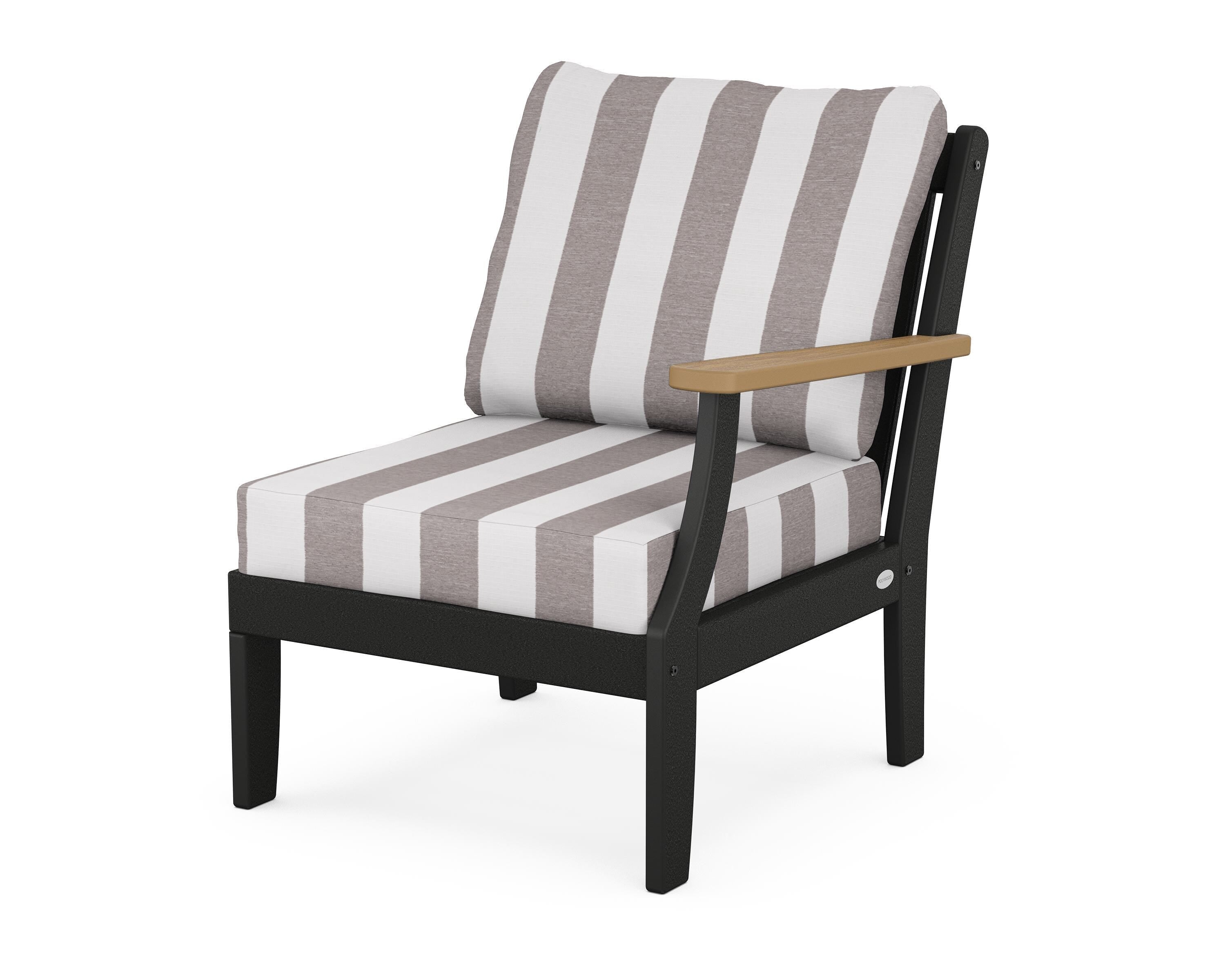 POLYWOOD® Braxton Modular Right Arm Chair in Black / Natural / Cabana Stripe Grey Mist