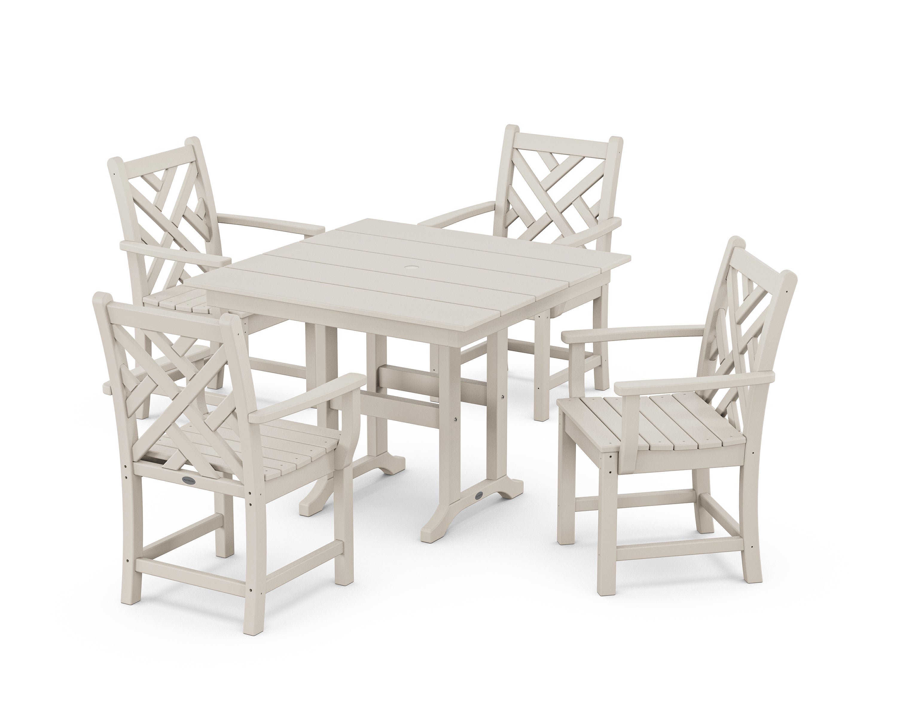 POLYWOOD® Chippendale 5-Piece Farmhouse Dining Set in Sand