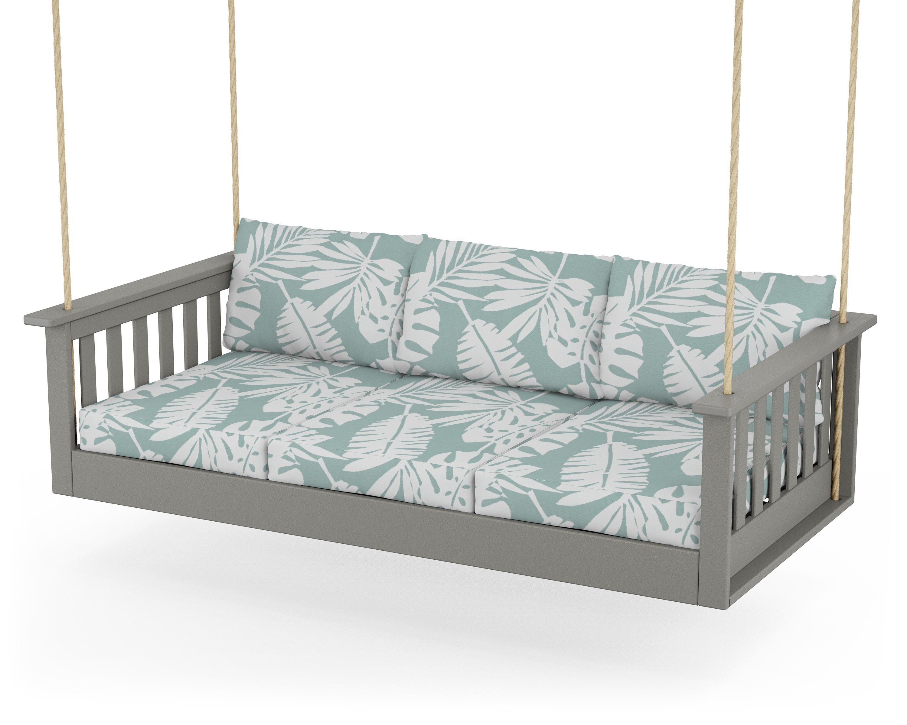 POLYWOOD® Vineyard Daybed Swing in Slate Grey / Leaf Glacier Spa