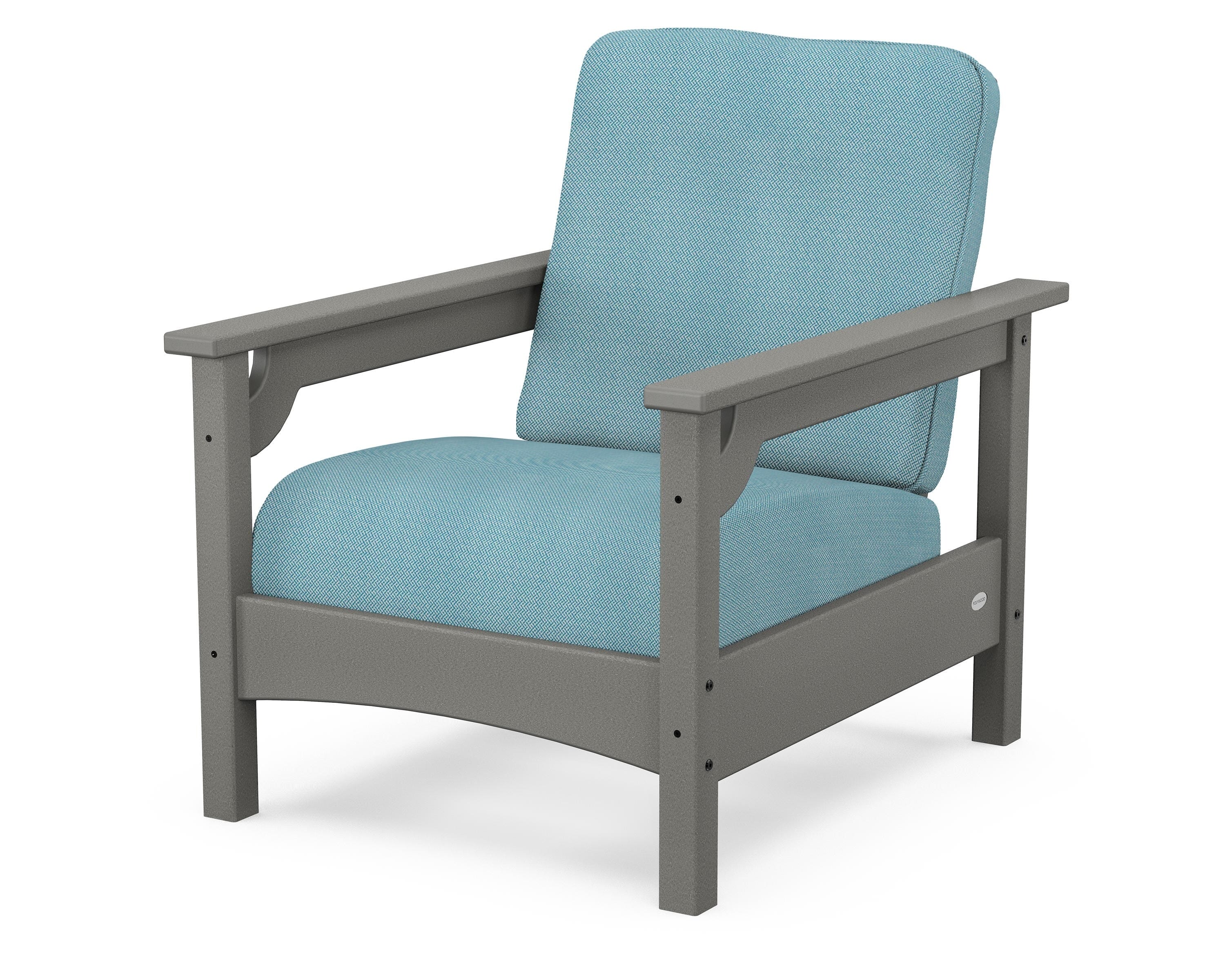 POLYWOOD® Club Chair in Slate Grey / Lattice Sky Blue