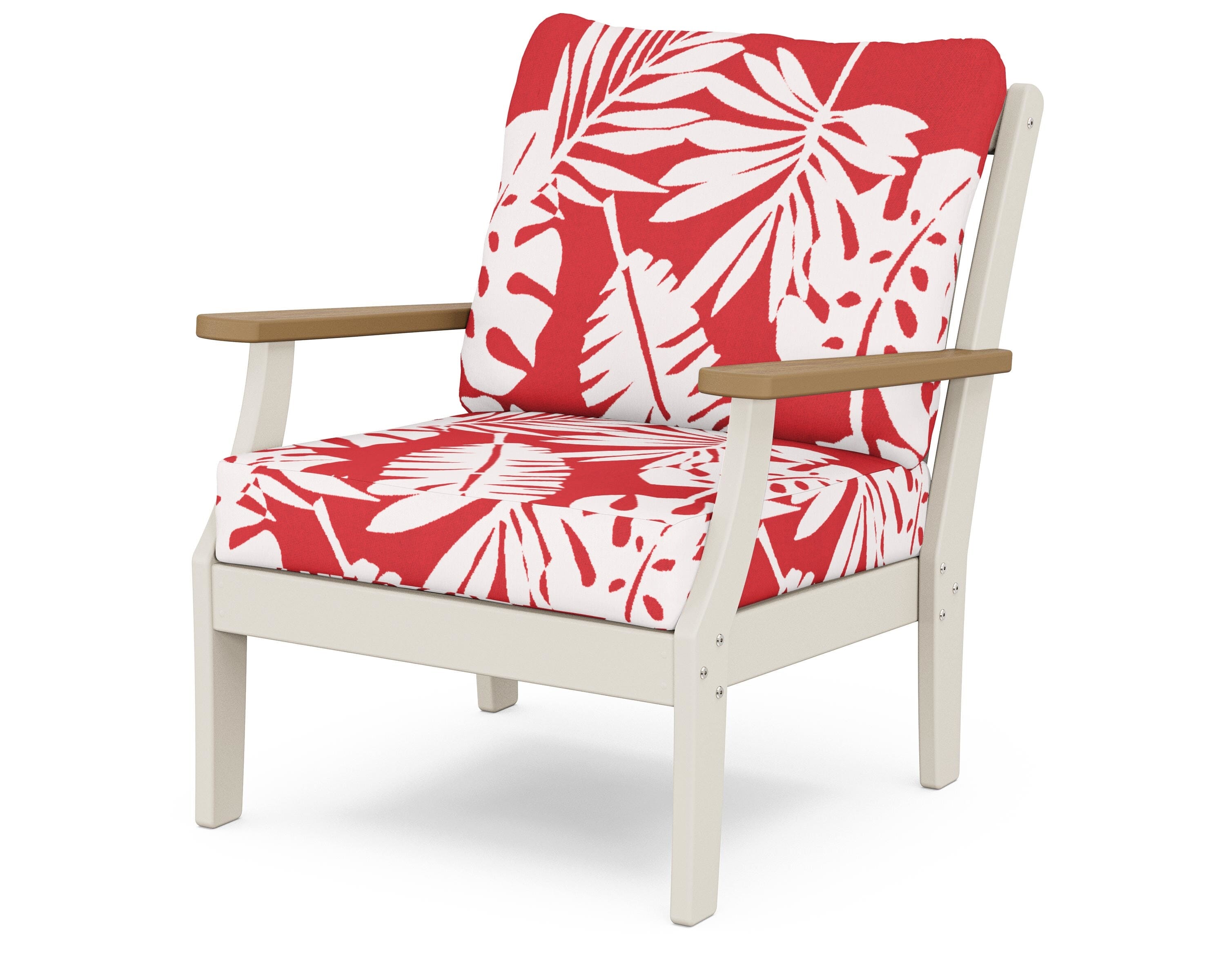 POLYWOOD® Braxton Deep Seating Chair in Sand / Natural / Leaf Crimson