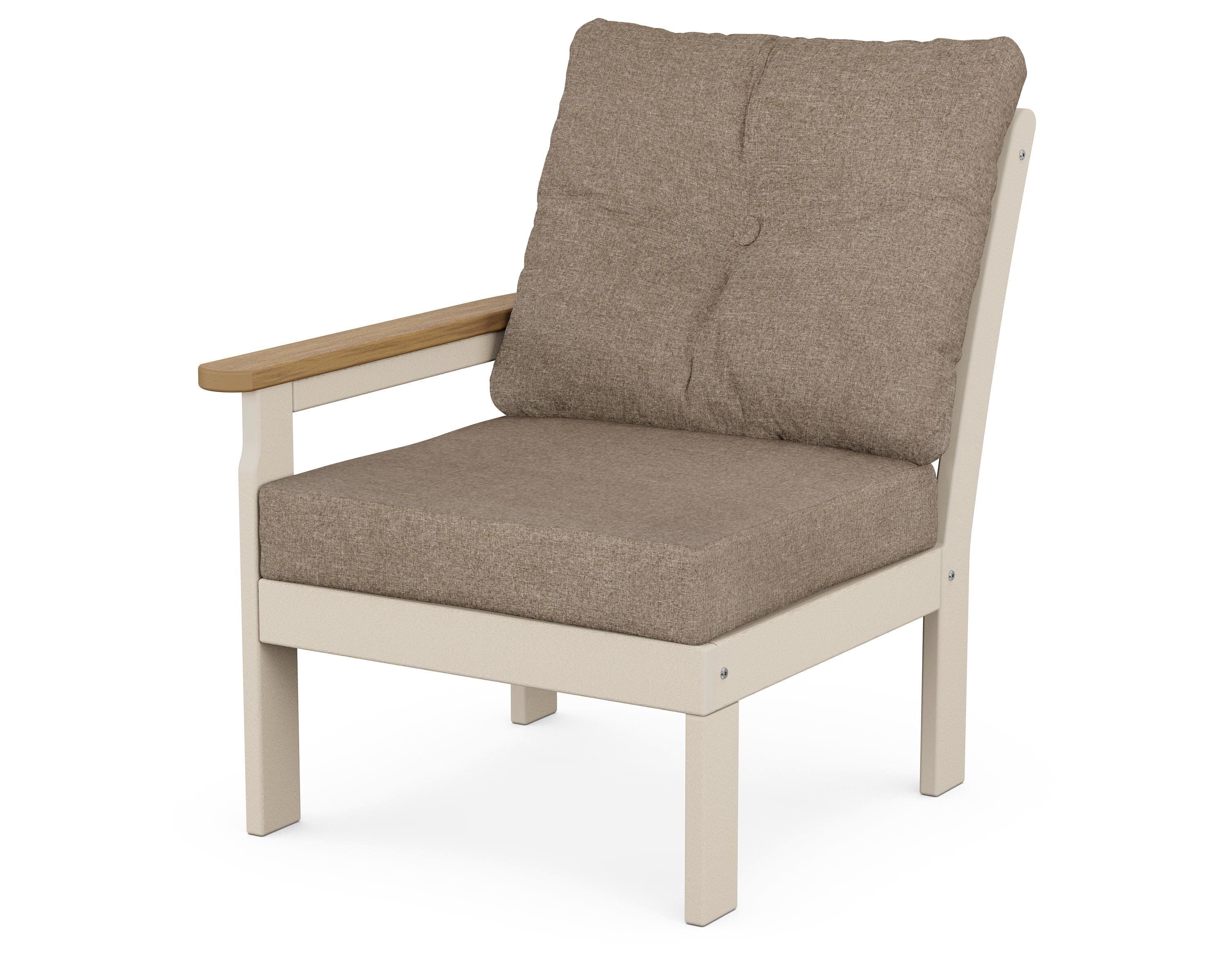POLYWOOD® Vineyard Modular Left Arm Chair in Sand / Natural / Spiced Burlap