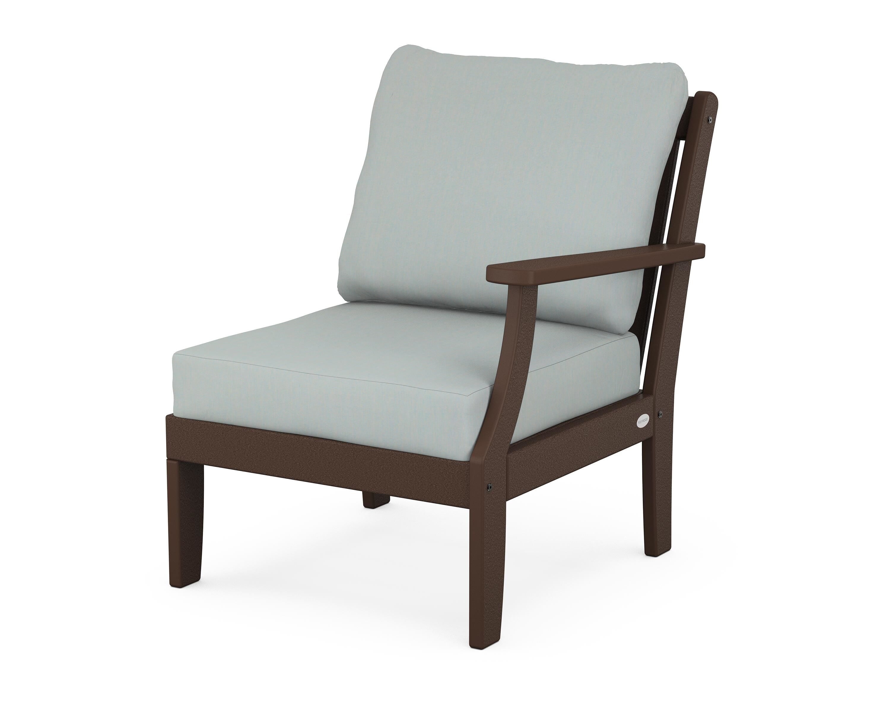POLYWOOD® Braxton Modular Right Arm Chair in Mahogany / Spa